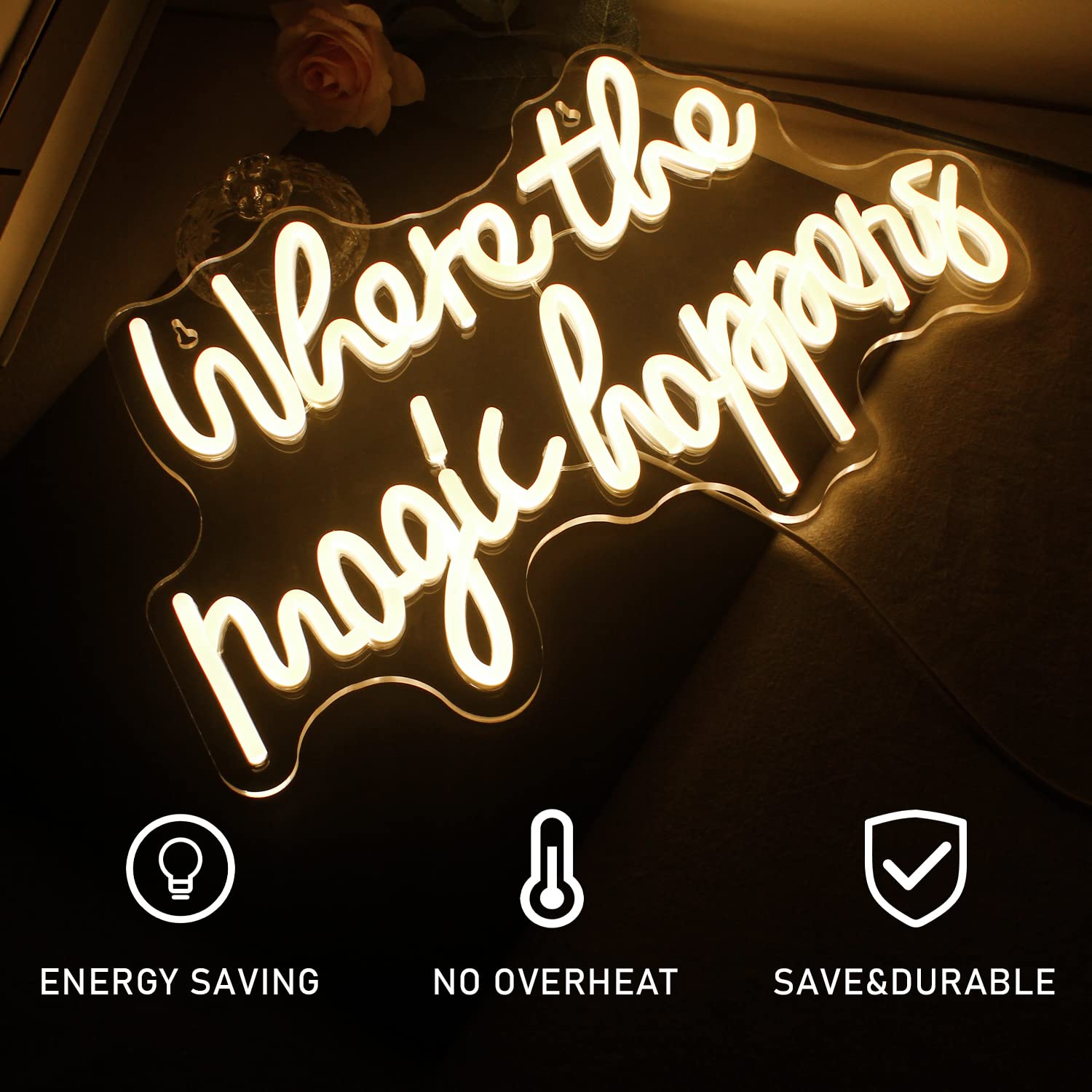 FAXFSIGN Neon Sign Light Up Wall Decor, Warm White, 16.93 x 9.84 inches, Indoor Use, Model: Neon