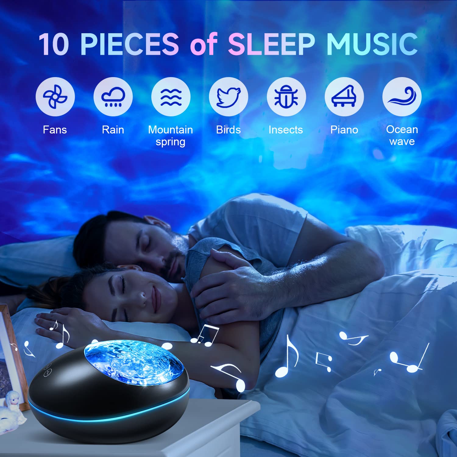 One Fire Galaxy Projector - Star Projector With Bluetooth, Ocean Wave & White Noise For Kids