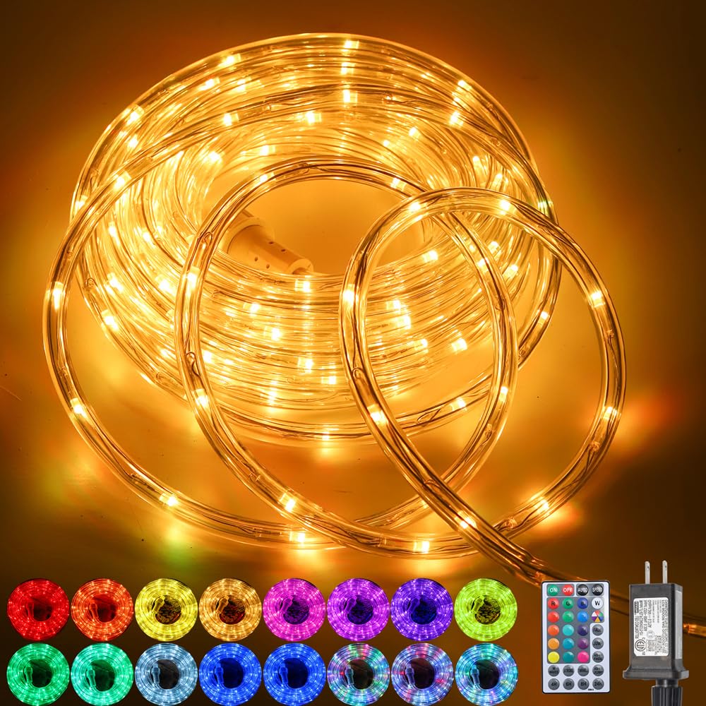 65ft 400 LED Waterproof Color Changing Rope Lights,Indoor Outdoor 16 ...