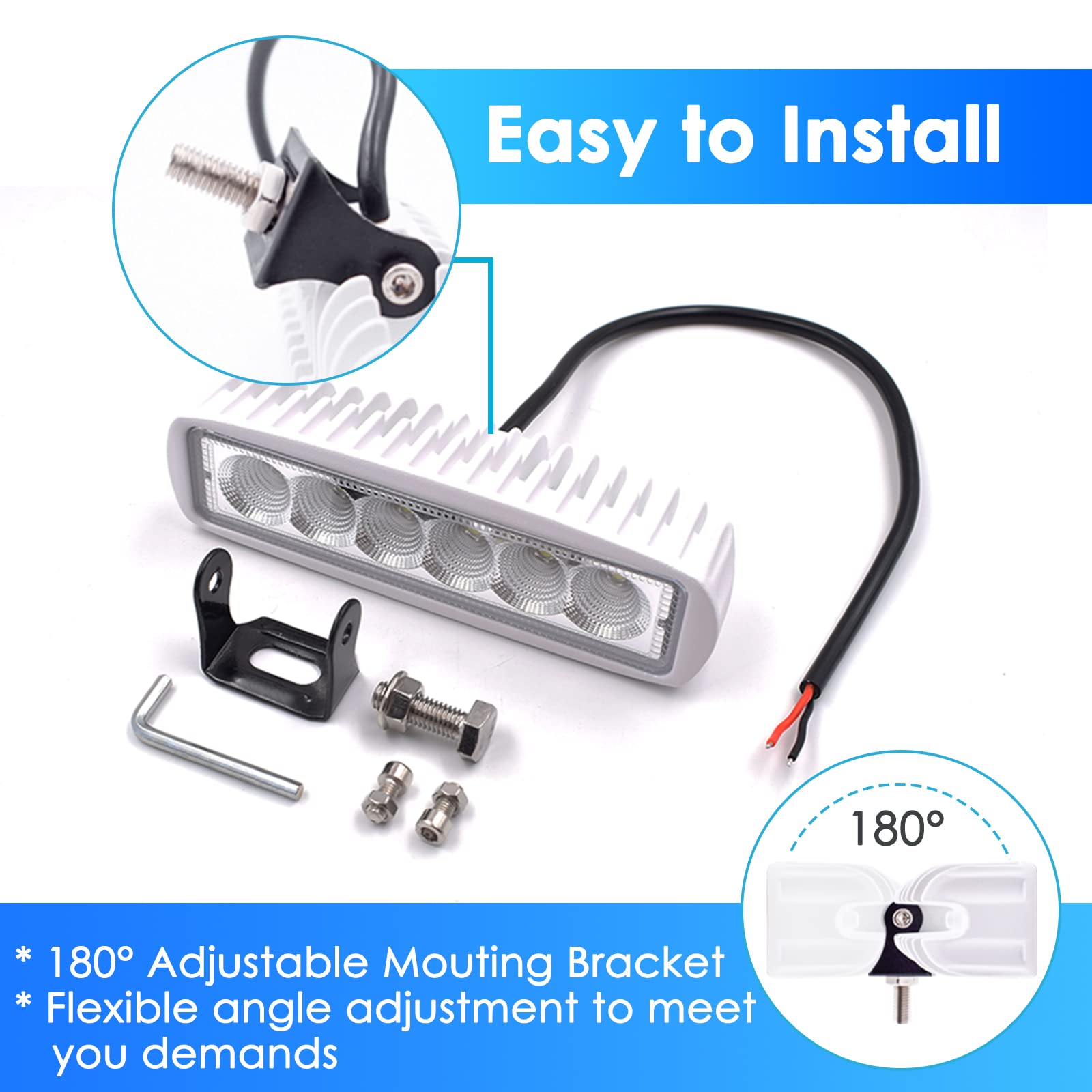 Acelane LED Boat Lights Marine Light Bar T-Top Spreader Light Bar White Flood Beams Boat Deck Lights Dock Lights IP67 Waterproof
