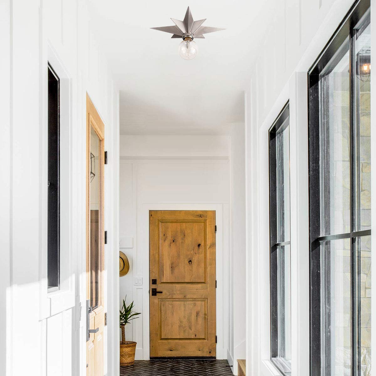 Viluxy Satin Nickel Flush Mount Ceiling Light Fixture For Hallway, Entryway, Bedroom