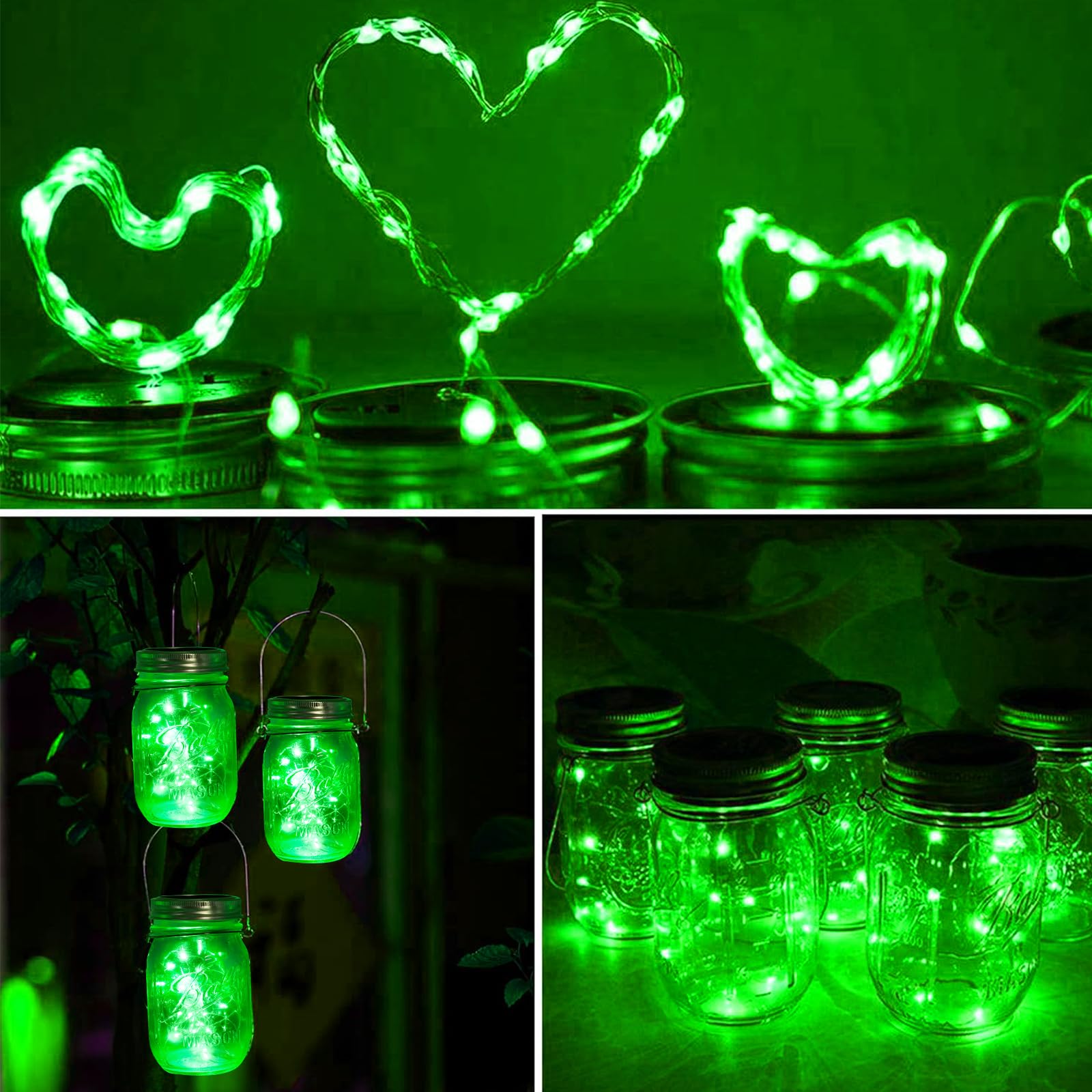 Znycye Solar Mason Jar Lights, 12 Pack 30 Led Fairy Firefly Mason Jar Lids Outdoor Waterproof String Lights With Hangers(No Jars