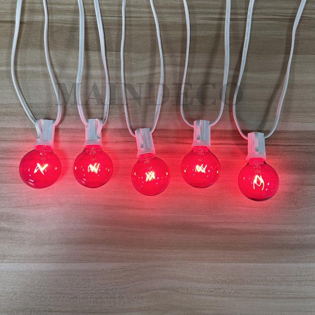 Maindeco 25 Pack G40 Replacement Bulbs,120V 5W Incandescent,E12 Base,For Indoor Outdoor String Lights-Pink