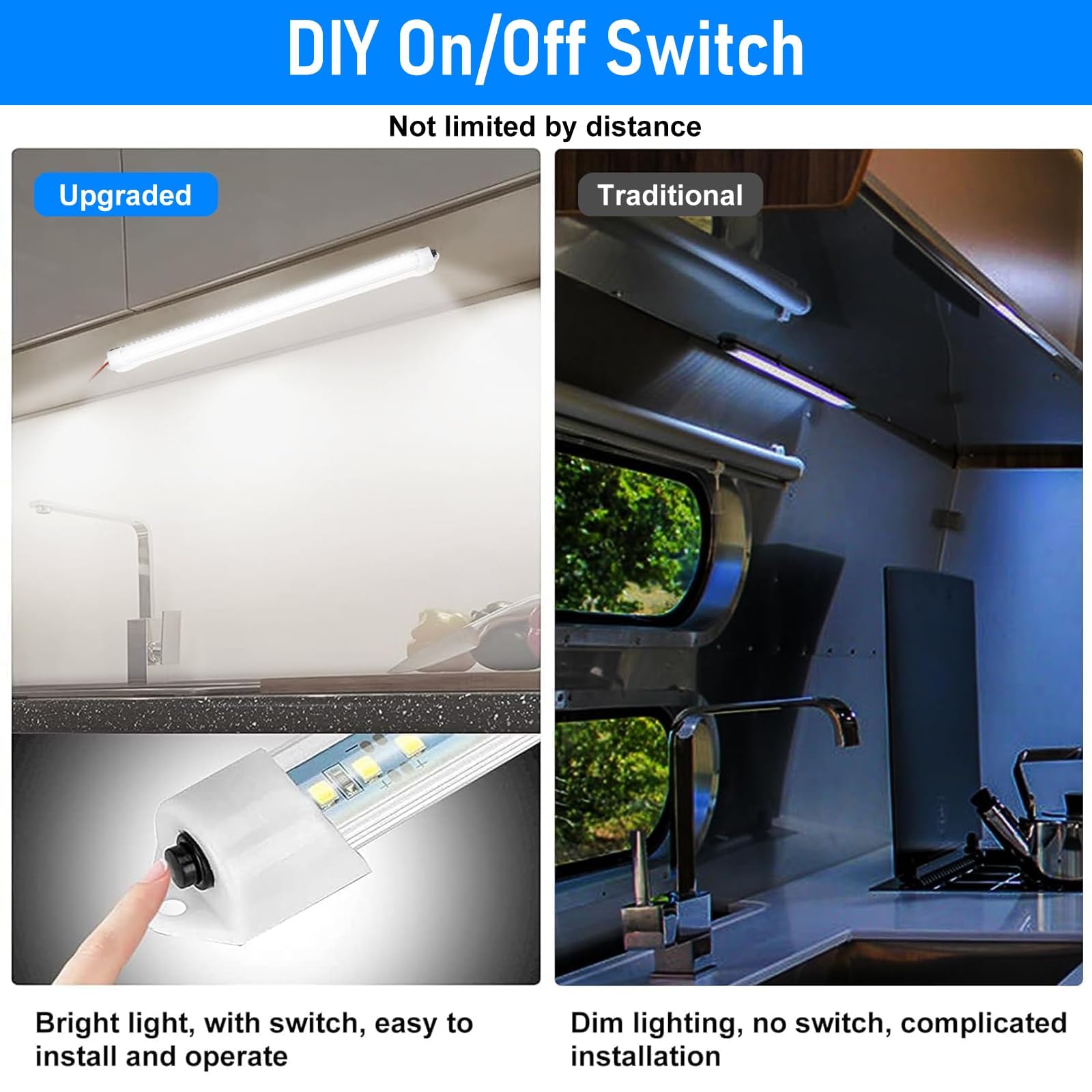Linkstyle 2Pcs 12V Interior Led Light Bar, 48 Leds Slim Light Strip W/Switch, For Car Trailer Truck Rv Van Boat, 6500K