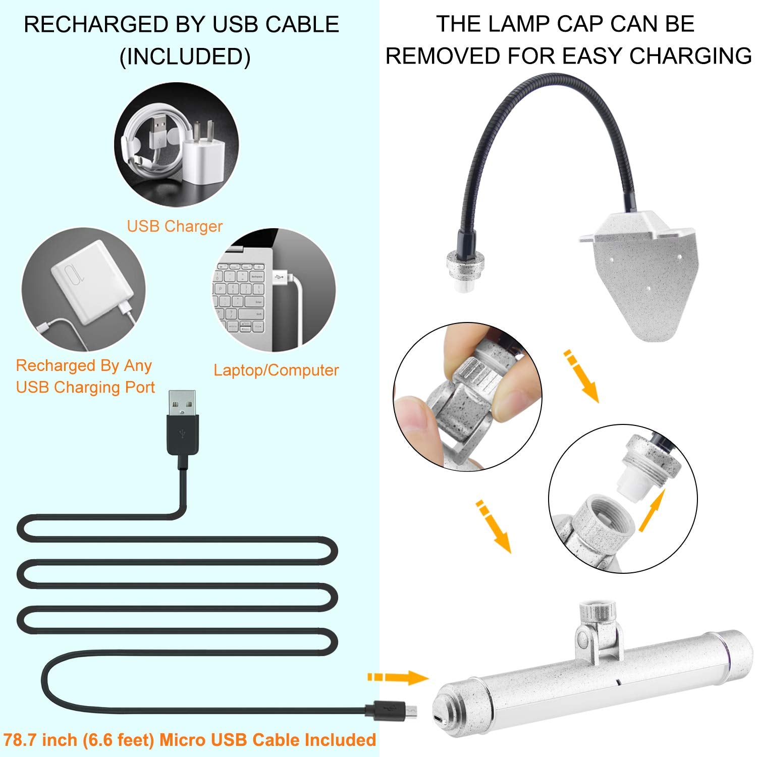 BIGMONAT USB Rechargeable Art Light - Wireless LED, Remote Control, Dimmable, 8.4 inch, Silver, Model B600-Silver