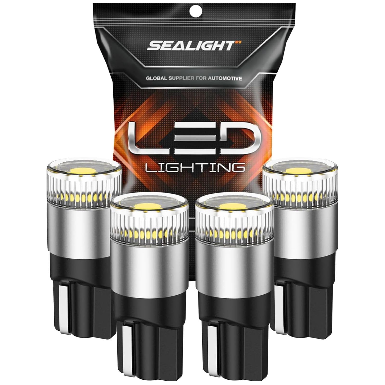 SEALIGHT 194 LED Bulbs, 6000K White, T10/194 Size, Aluminum, 4 Pack, Model 5421LTL12JBUS