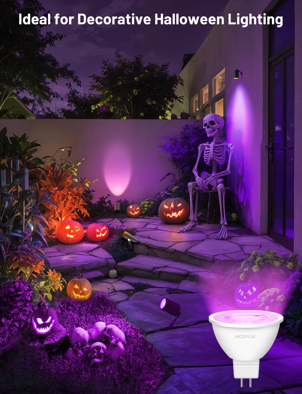 Mcdyluk Led Mr16 Purple Light Bulb 4W  20W 35W 50W Halogen Equivalent  12V Low Voltage Gu5.3 Bi-Pin Led Purple Bulbs For Outdoor Landscape Yard Garden Tree Pool Holiday Lighting  38 Deg  6 Pack