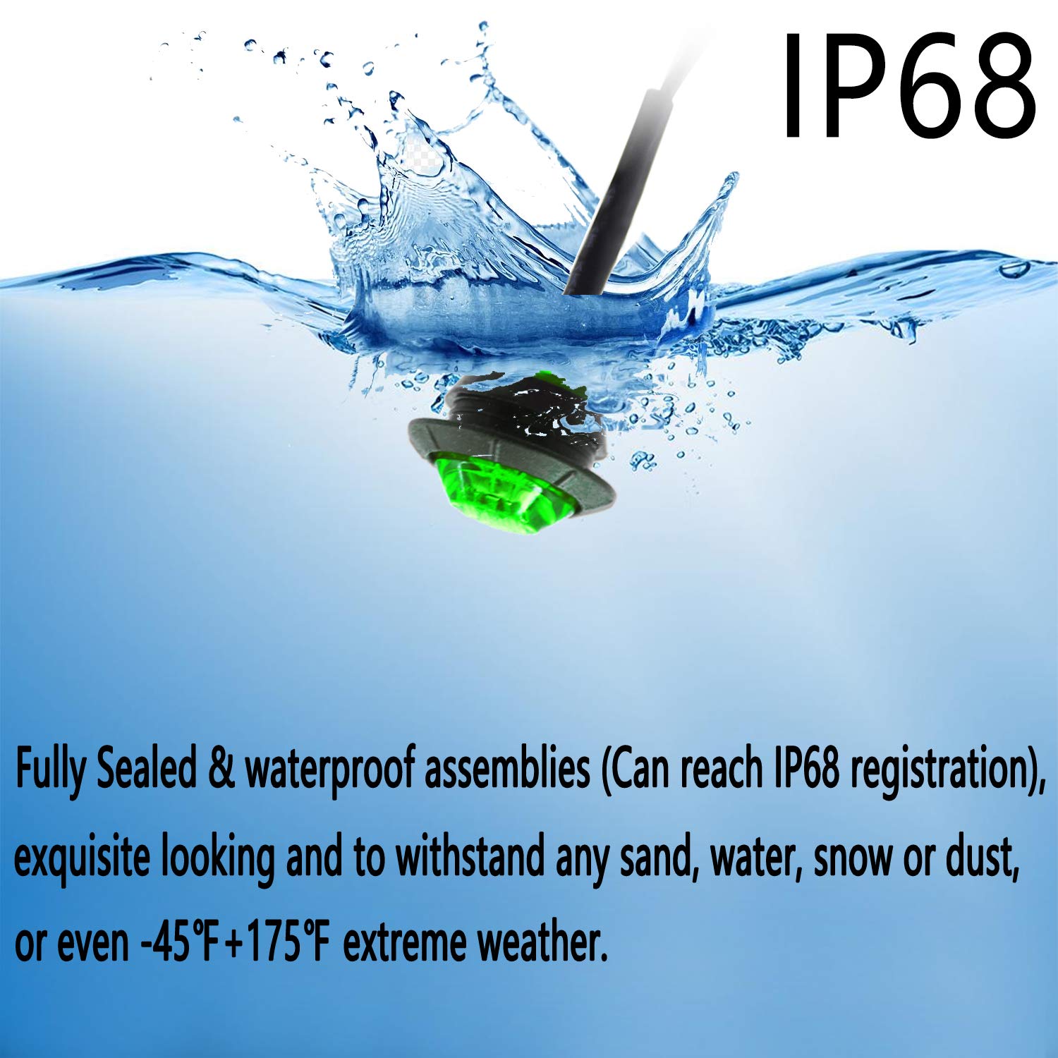 Keing 10 Pack Sealed Waterproof Mini Round 3/4 Inch Green Led Marker Lights Signal Light 12V For Trailer Truck Bus Pickup Van Atv Rv Lorry Caravan, 5 Years Warranty