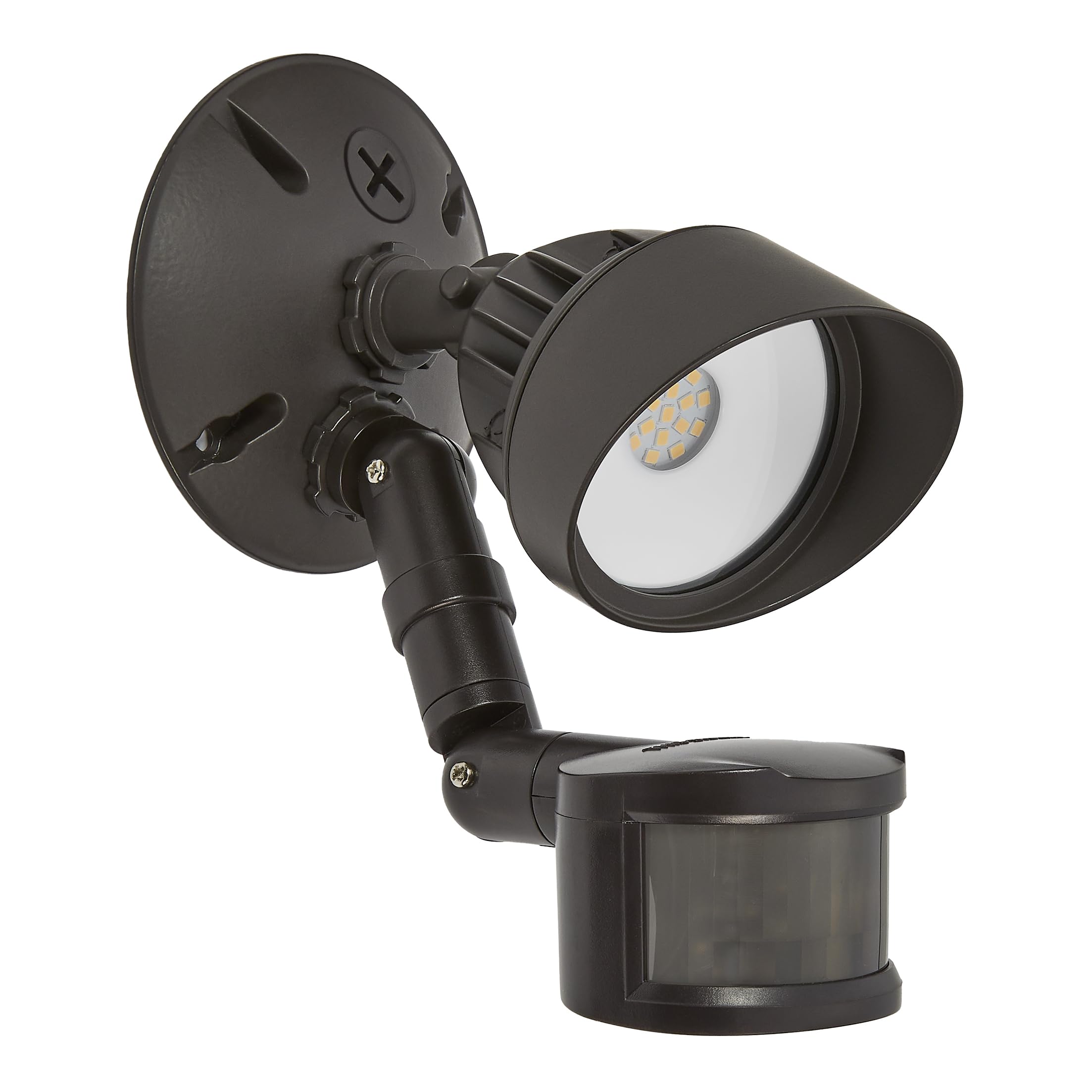 Maxxima LED Outdoor Flood Wall Light, Exterior Security Light with Adjustable Head, 950 Lumens, Featuring Motion Sensor and Dusk