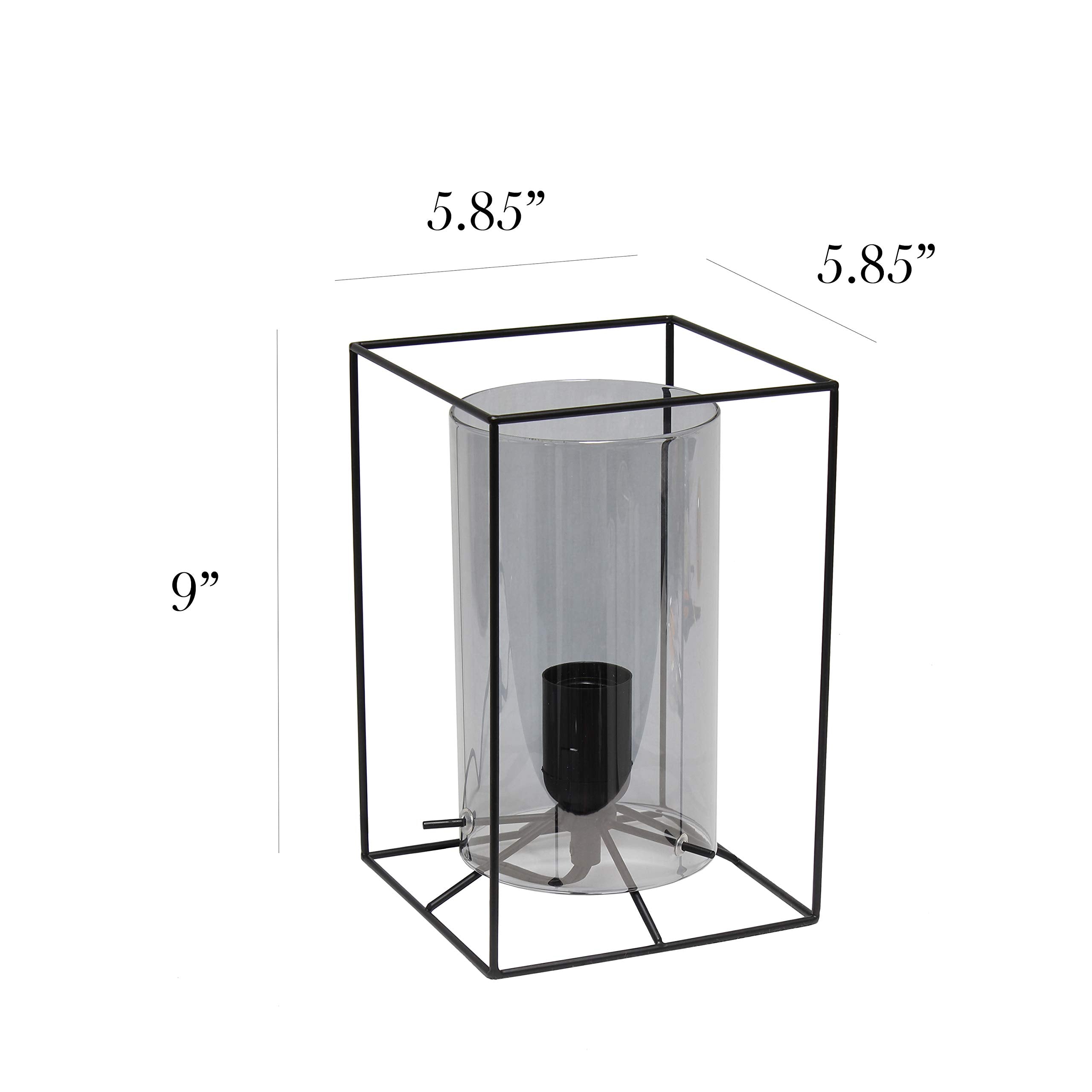 Elegant Designs Small Table Lamp, Black & Smoke, Metal, Model LT2069-SMK