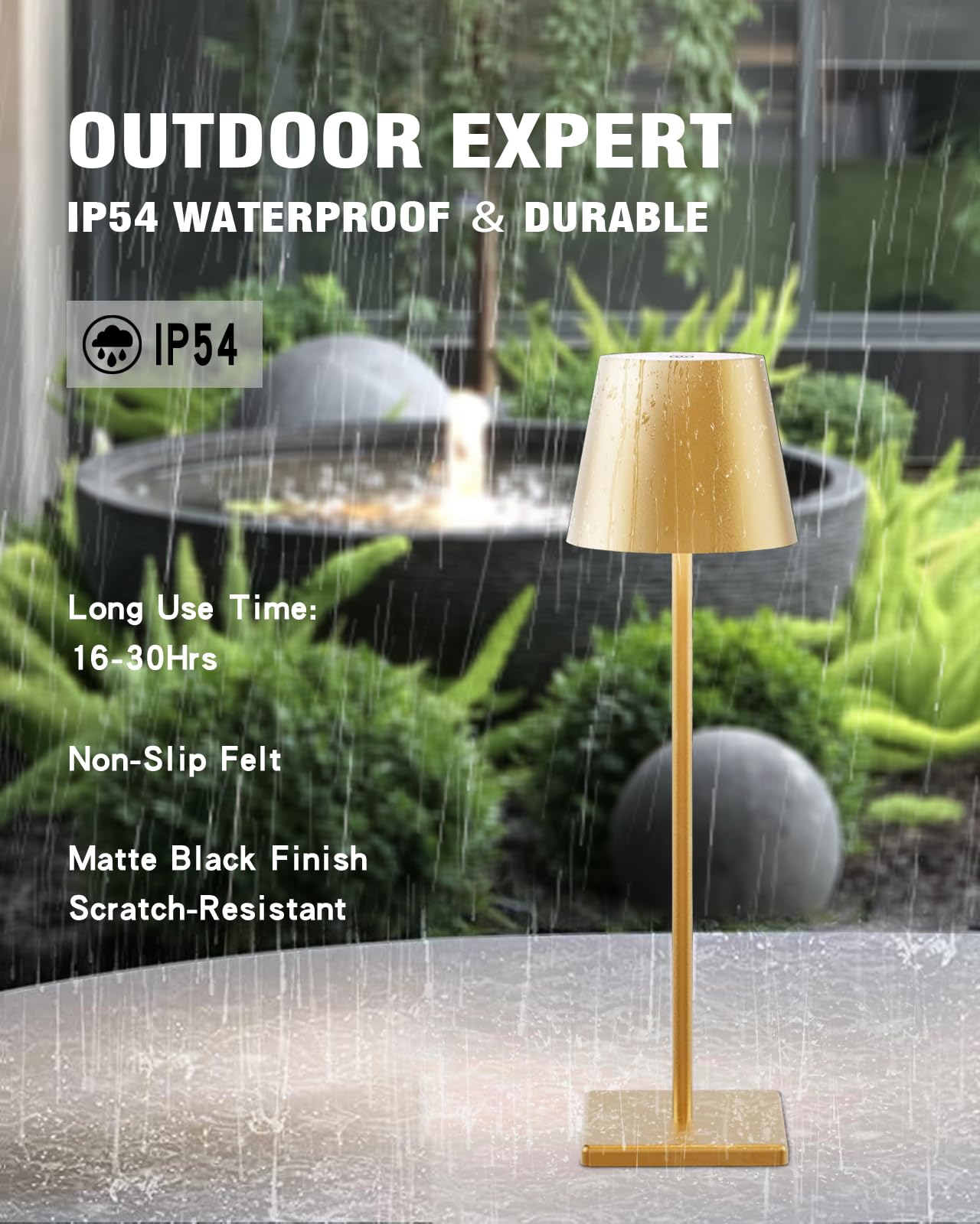 Nerefou 2 Pack Cordless Table Lamp, 5200Mah Battery Operated Lamp,3 Color Stepless Dimming Desk Lamp,Ip54 Waterproof Outdoor Tab