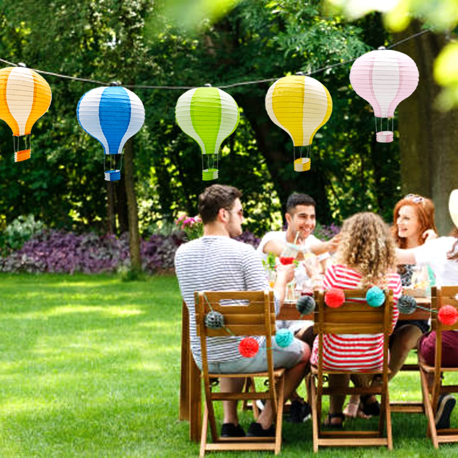 KAXIXI Hanging Hot Air Balloon Paper Lanterns, Set of 10, Multi 2 - Reusable Chinese Japanese Party Decorations for Weddings & Celebrations