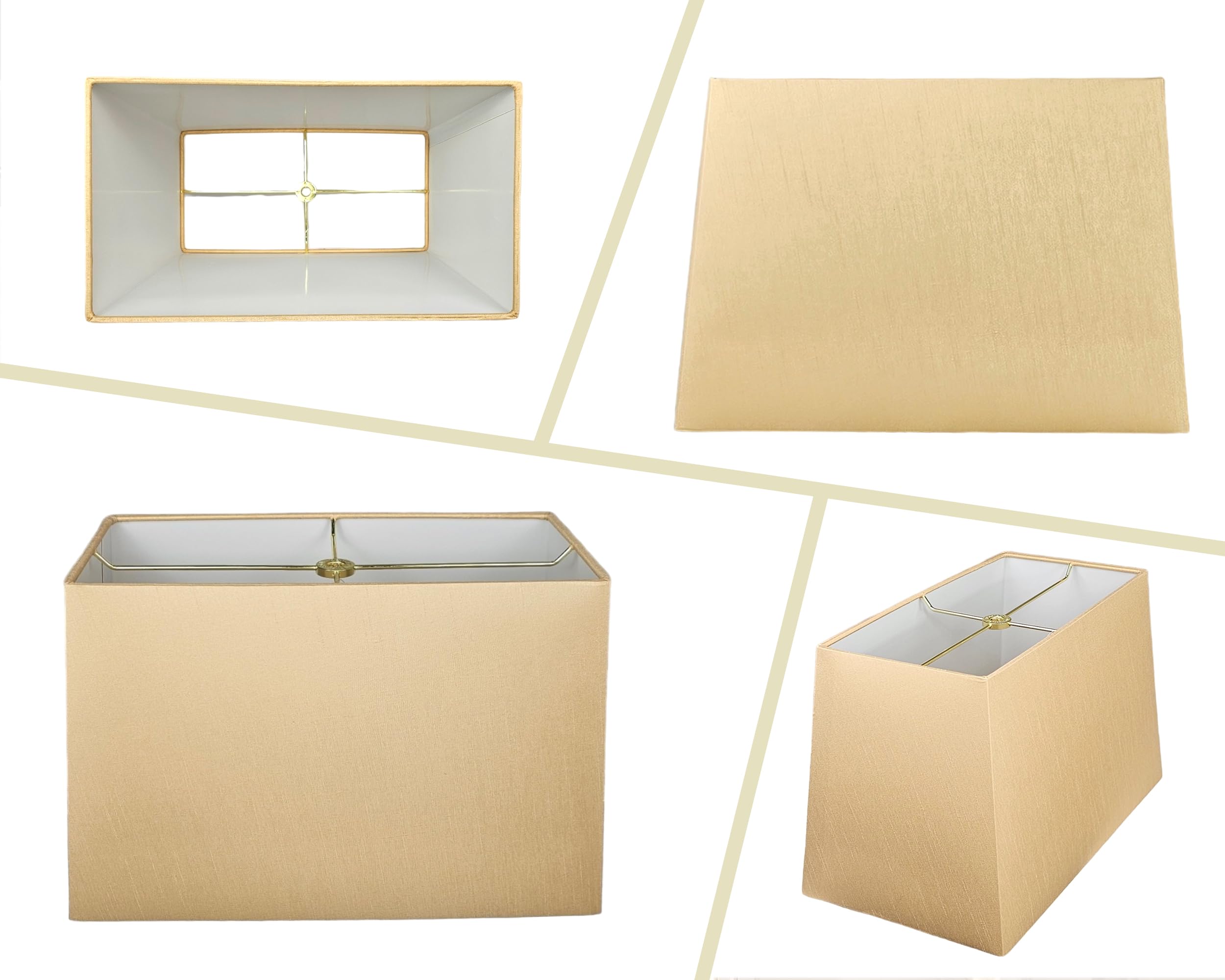 Royal Designs, Inc. Rectangle Hardback Lamp Shade, Hb-613-14Agl, Antique Gold, (6 X 12) X (8 X 14) X 10