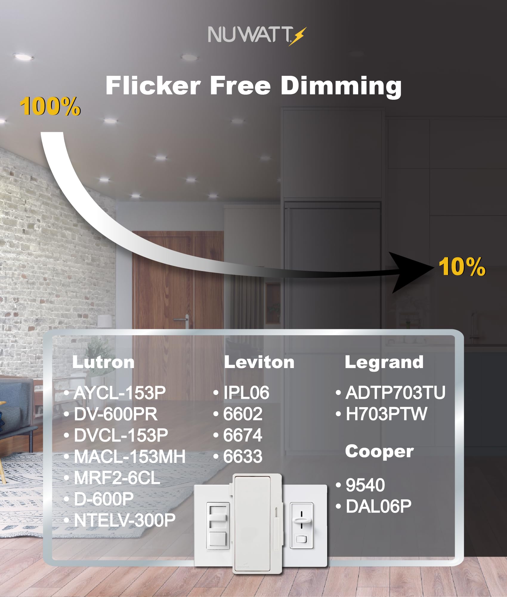 Nuwatt 6 Pack, 4 Inch Ultra-Thin Recessed Led Lights Brushed Nickel, 5Cct 2700K/3000K/3500K/4000K/5000K Selectable, 630Lm, 9W, Ic Rated, Dimmable, Canless Downlight With Junction Box, Energy Star, Etl