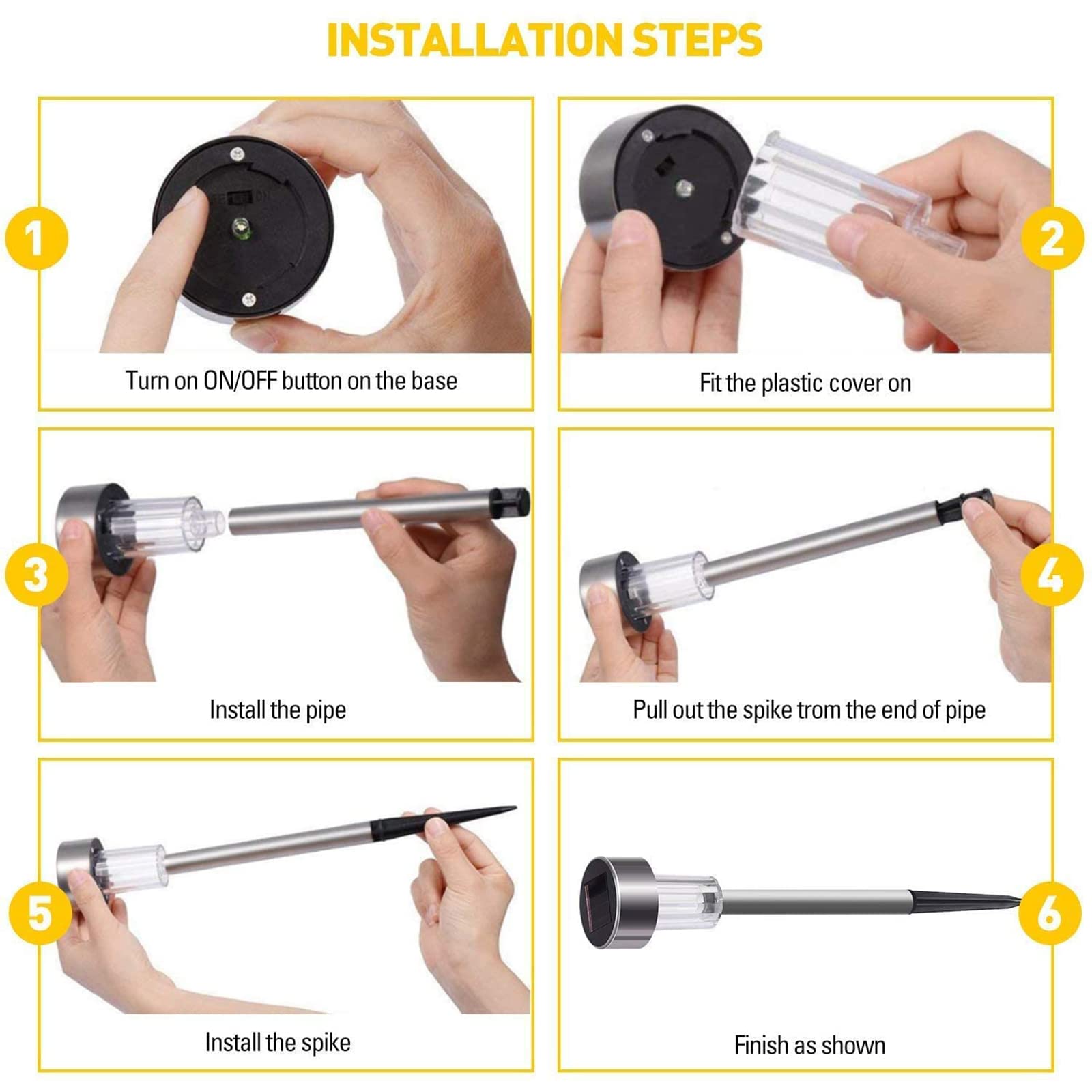 Sunnest Solar Lights Outdoor Christmas, 12Pack Stainless Steel Outdoor Solar Lights - Waterproof, Led Landscape Lighting Solar P