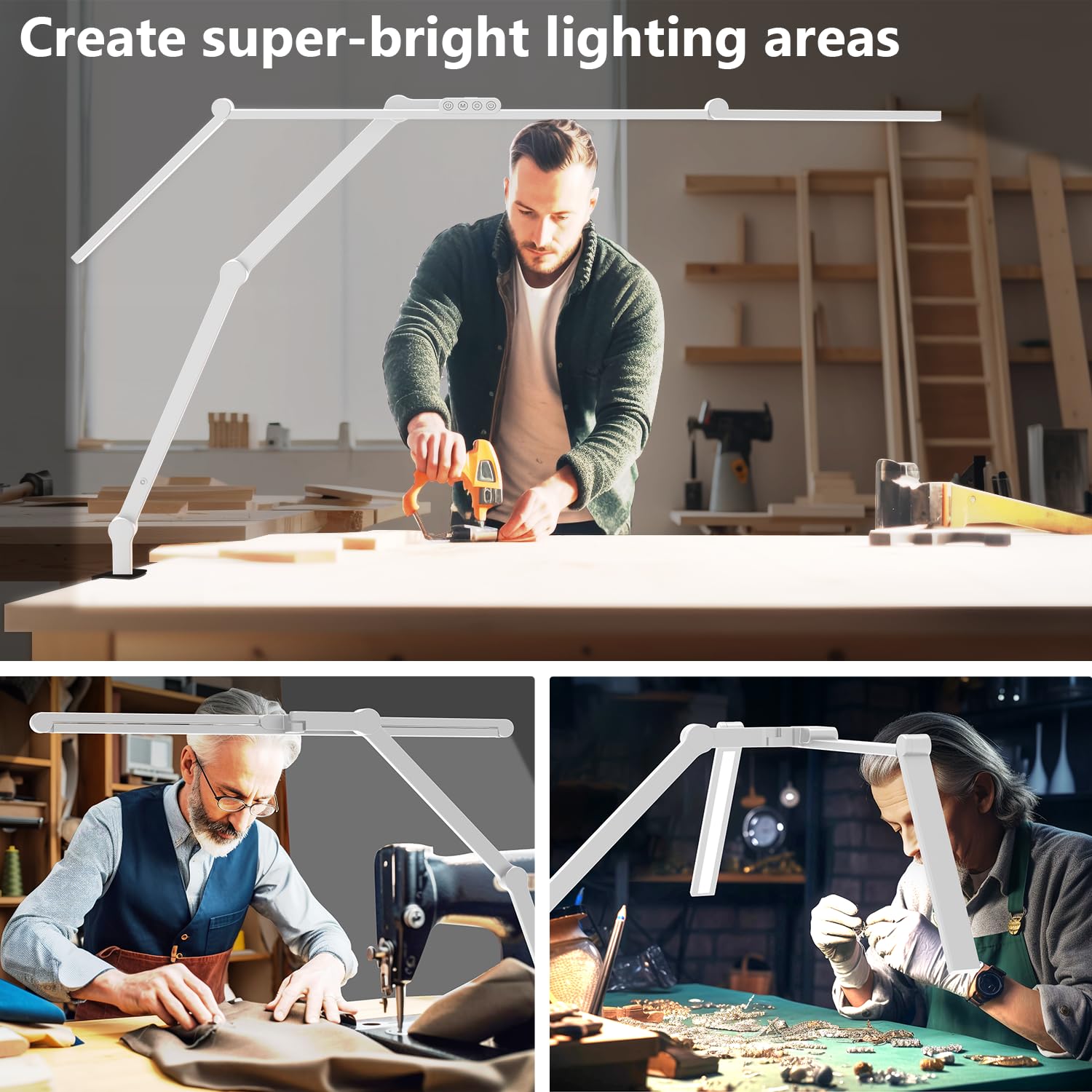 Epabina 36W Ultra Bright Architect Desk Lamp With Clamp, Tall Overhead Rotatable Led Desk Light For Home Office, 47Inch Long Adj