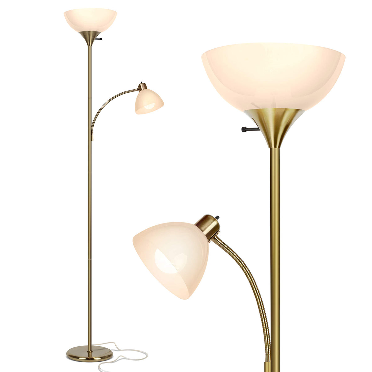 Brightech Sky Dome Plus LED Floor Lamp - Dimmable Torchiere with Readi ...