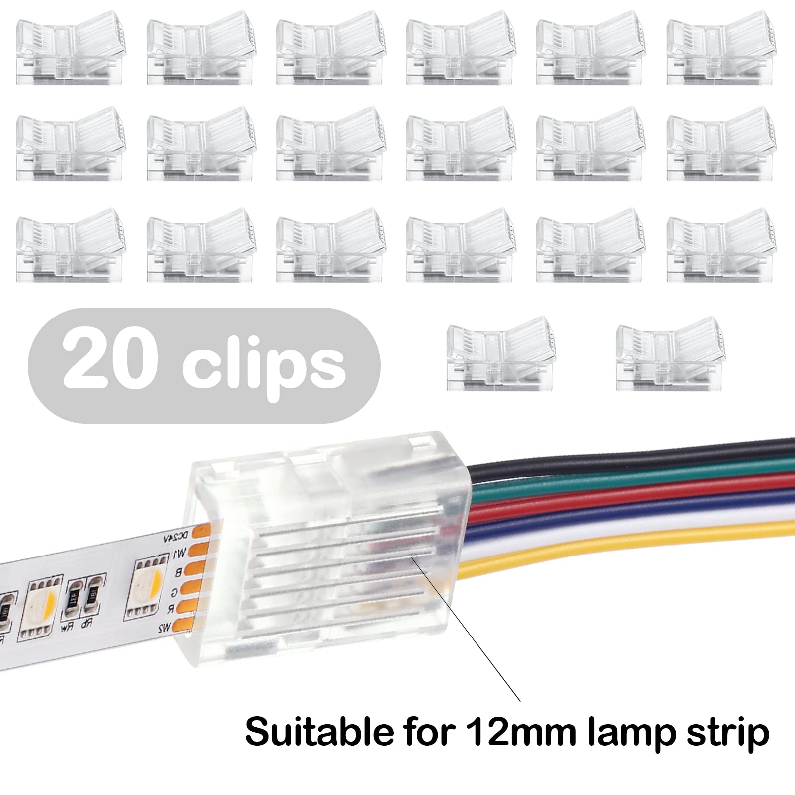 Flutesan Rgb Led Light Strip Connectors 20 Waterproof Led Adapter Connectors Transparent Solderless Led Light Strip Connectors F