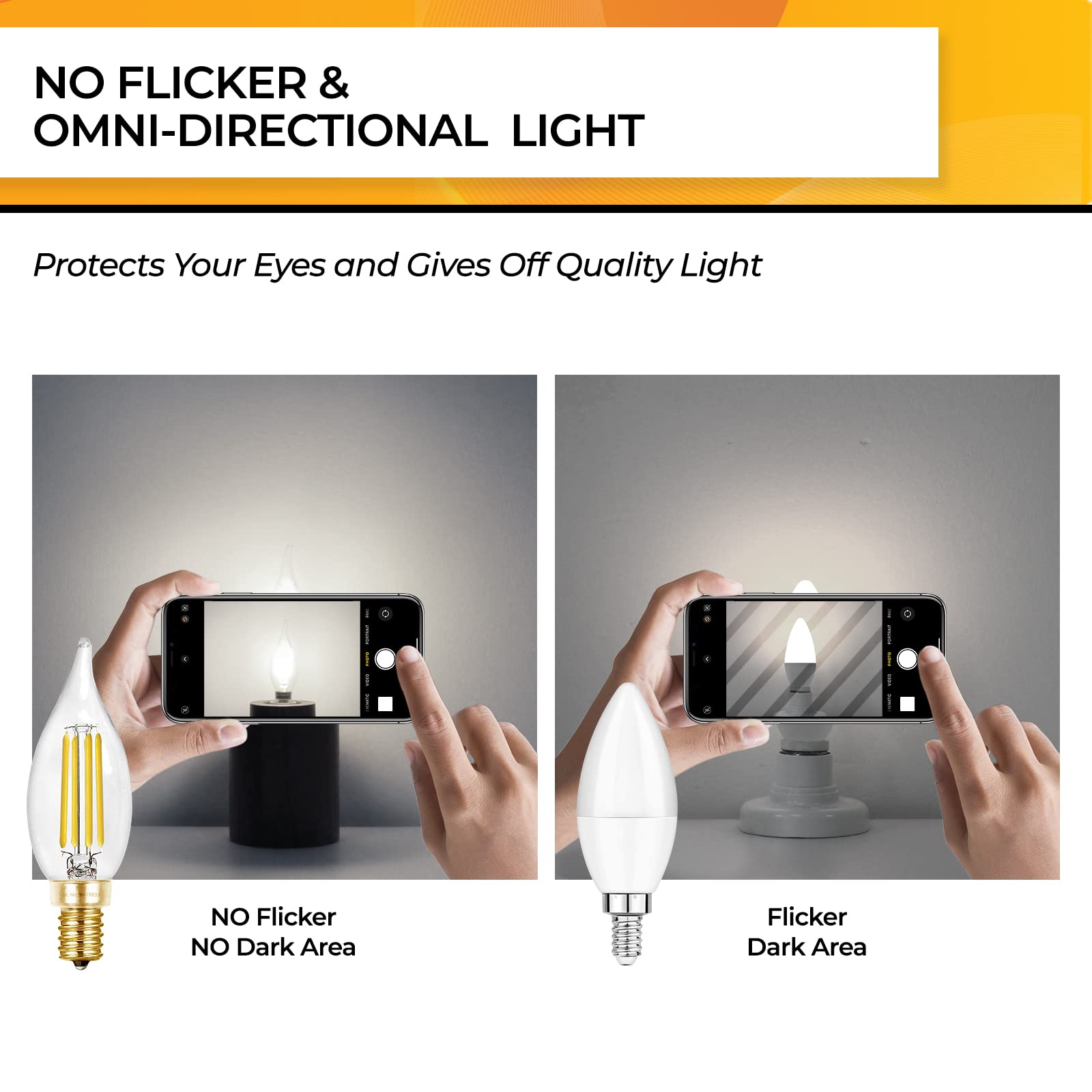 Hizashi E12 Candelabra Bulb 60W Dimmable 5000K Daylight White Glass 12 Pack