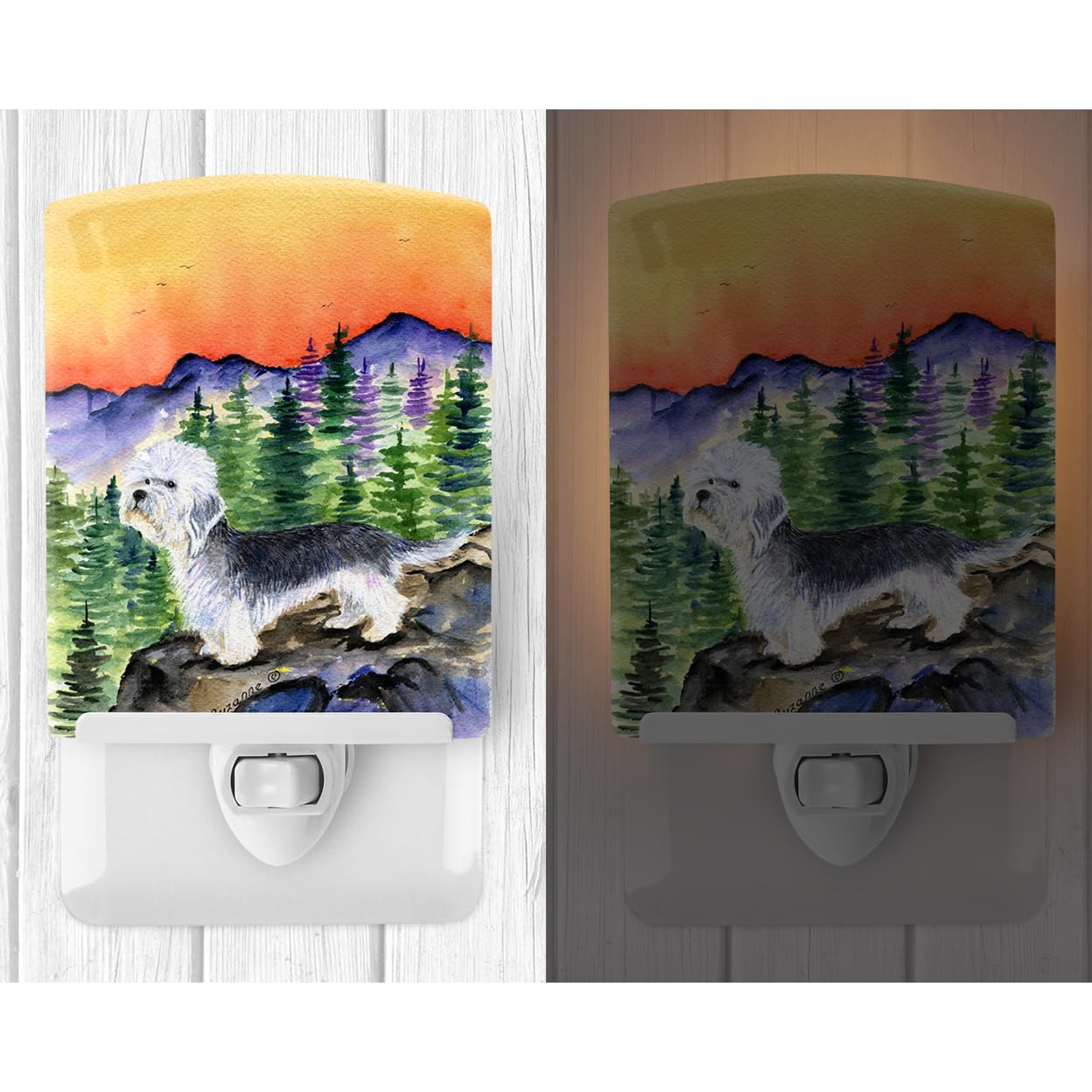 Caroline'S Treasures Ss8222Cnl Dandie Dinmont Terrier Ceramic Night Light Compact, Ul-Certified, Ideal For Bedroom, Bathroom, Nursery, Hallway, Kitchen, 6X4X3, Multicolor