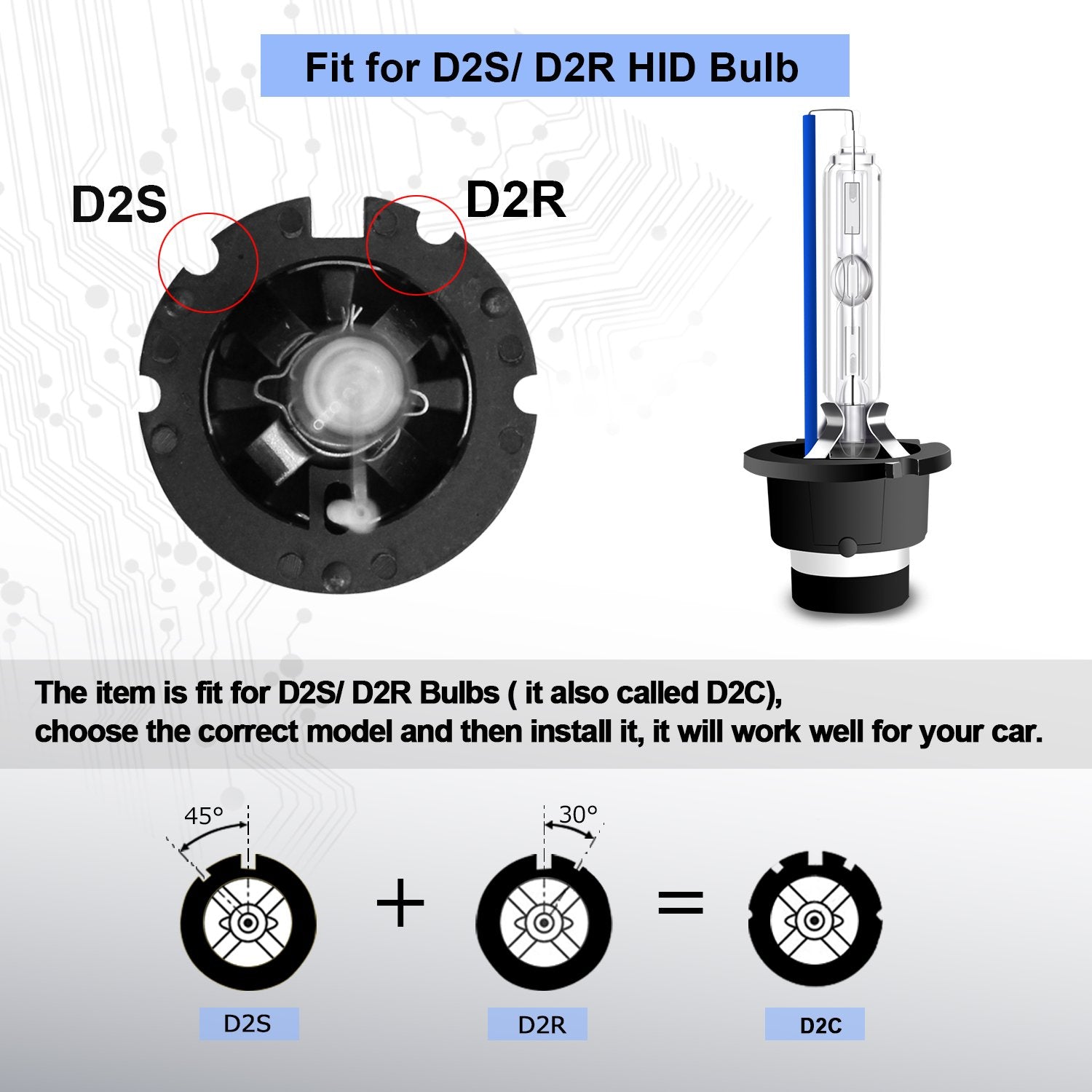 RCP D2S8 Xenon HID Replacement Bulb Pair 8000K Ice Blue 12V Glass Car Headlights