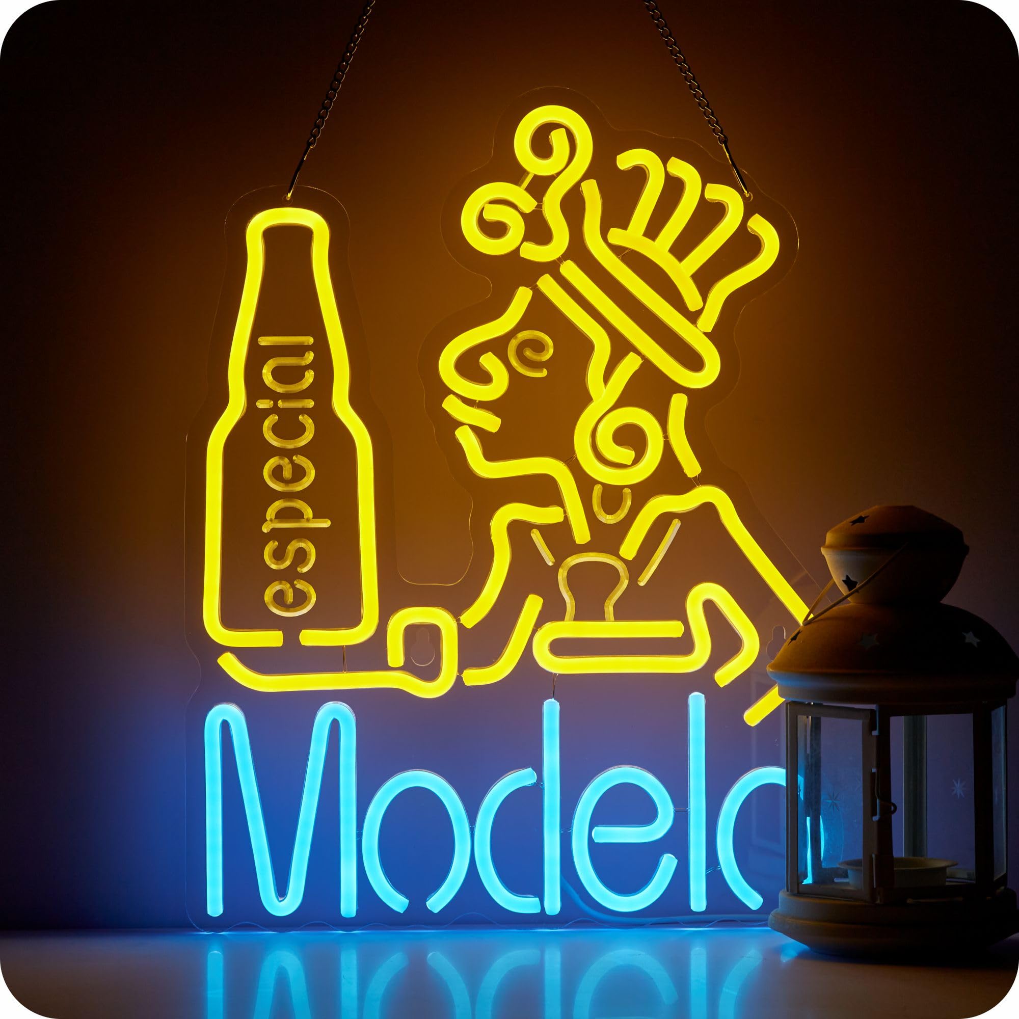 MkoGad Neon Sign for Wall Decor, malt-inspired LED Light, 16.5inx12.6in, Yellow + Ice Blue, Model MKOGADMODEmalt-inspired