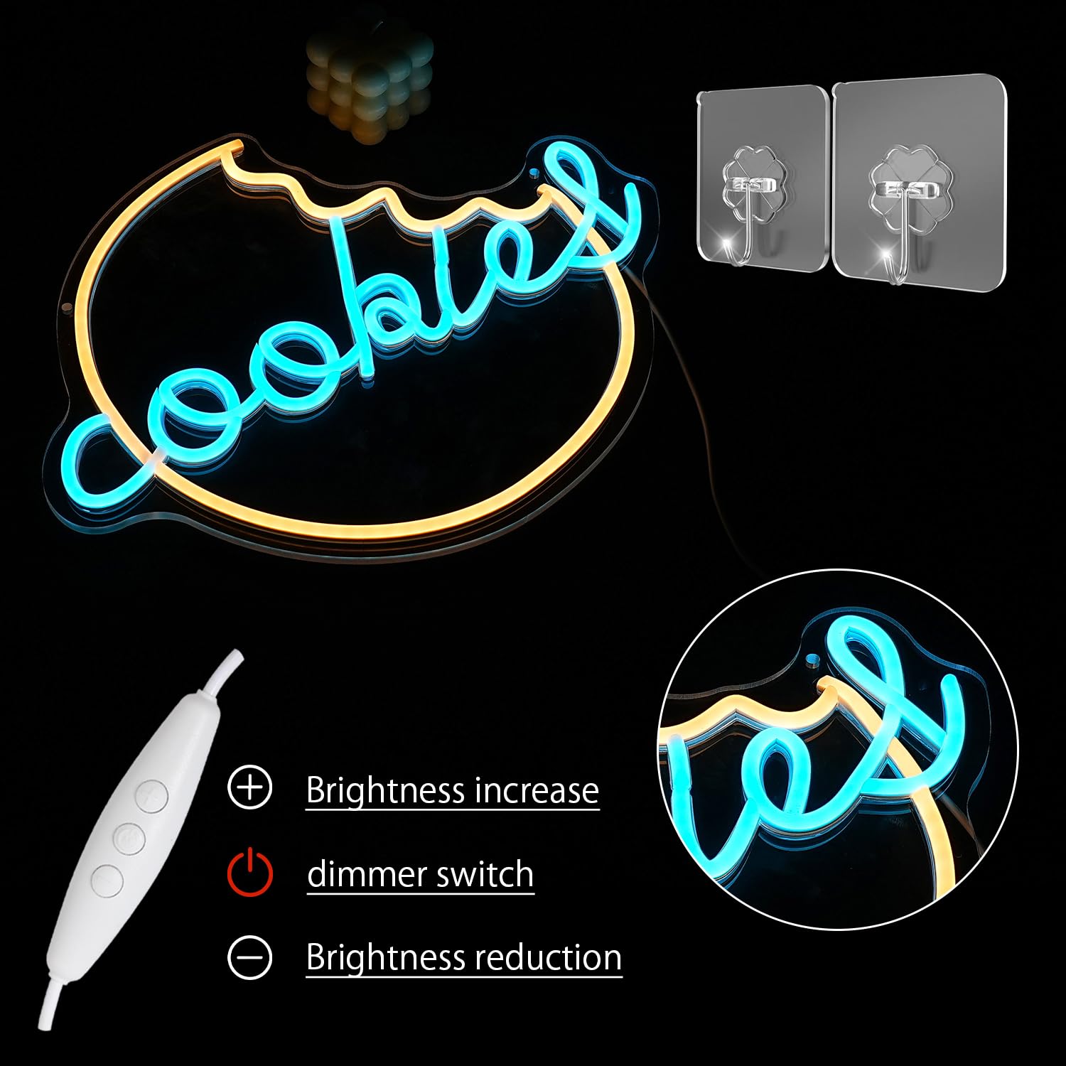 LULANMP Neon Sign for Wall Decor, Warm White LED Biscuit Light, 15.9inx12.9in, Acrylic, Ideal for Bedroom, Cafe, Bar, Kitchen, Bakery
