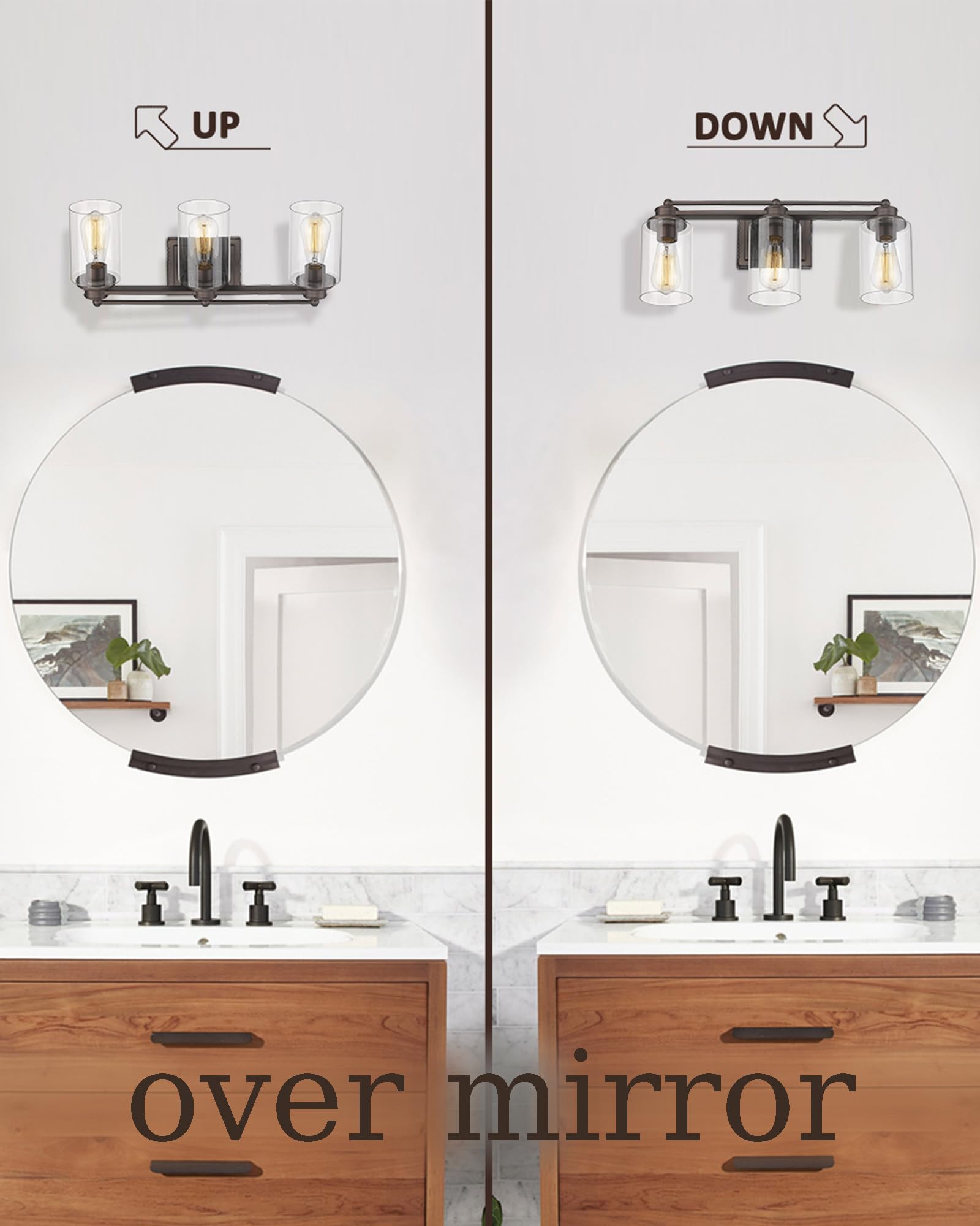 Hwh 3-Light Bathroom Vanity Light Fixture - Industrial Oil-Rubbed Bronze Wall Sconce