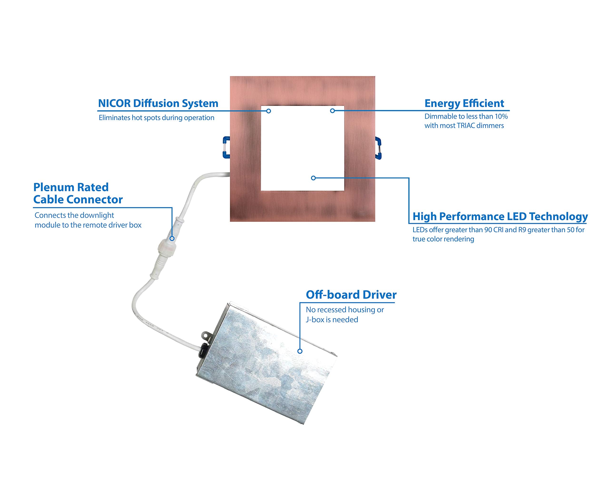 Nicor Lighting Dle621202Ksqac Recessed Lighting Kit, Aged Copper