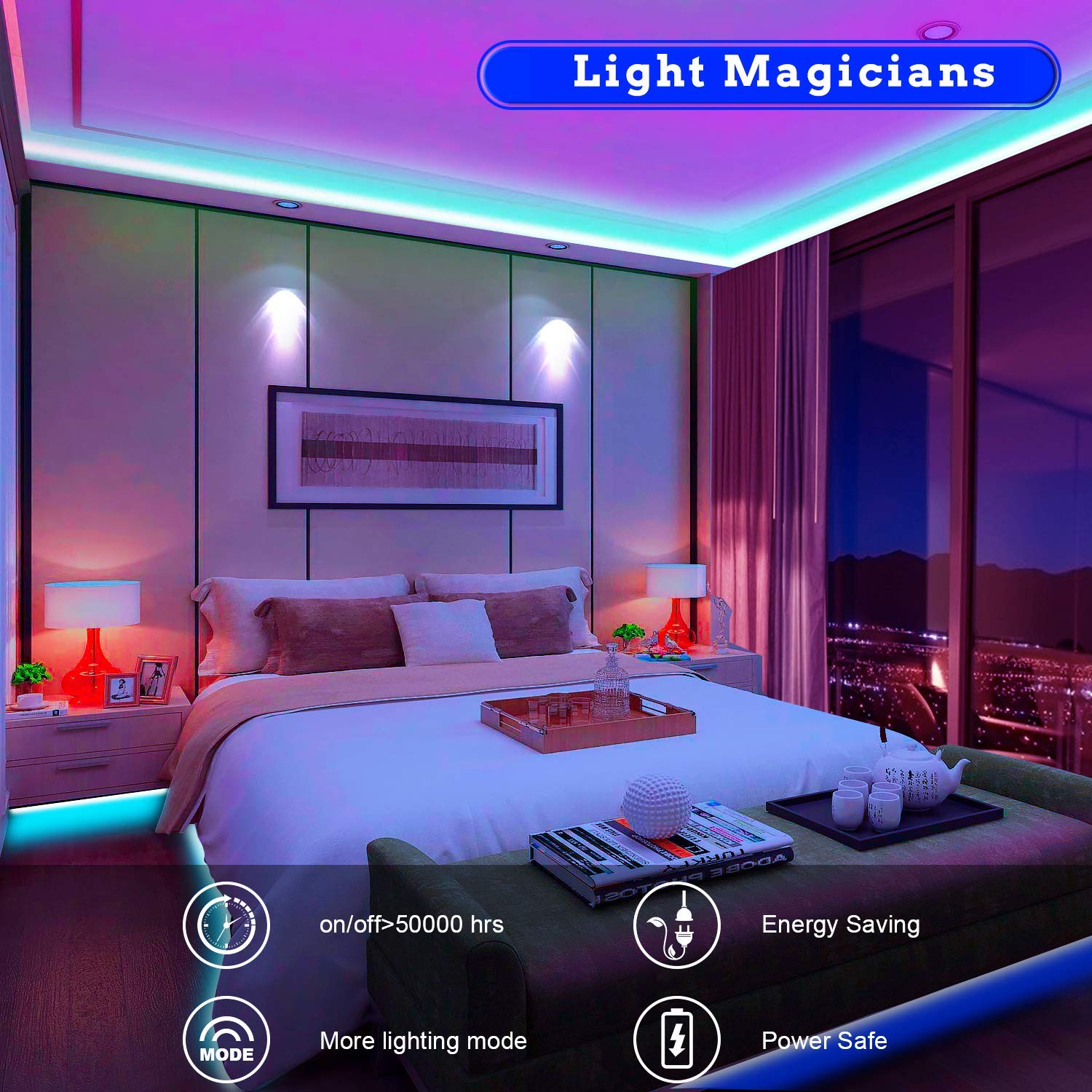 Tenmiro 65.6ft RGB LED Strip Lights Kit with Remote, Multicolor Plastic Home Decor