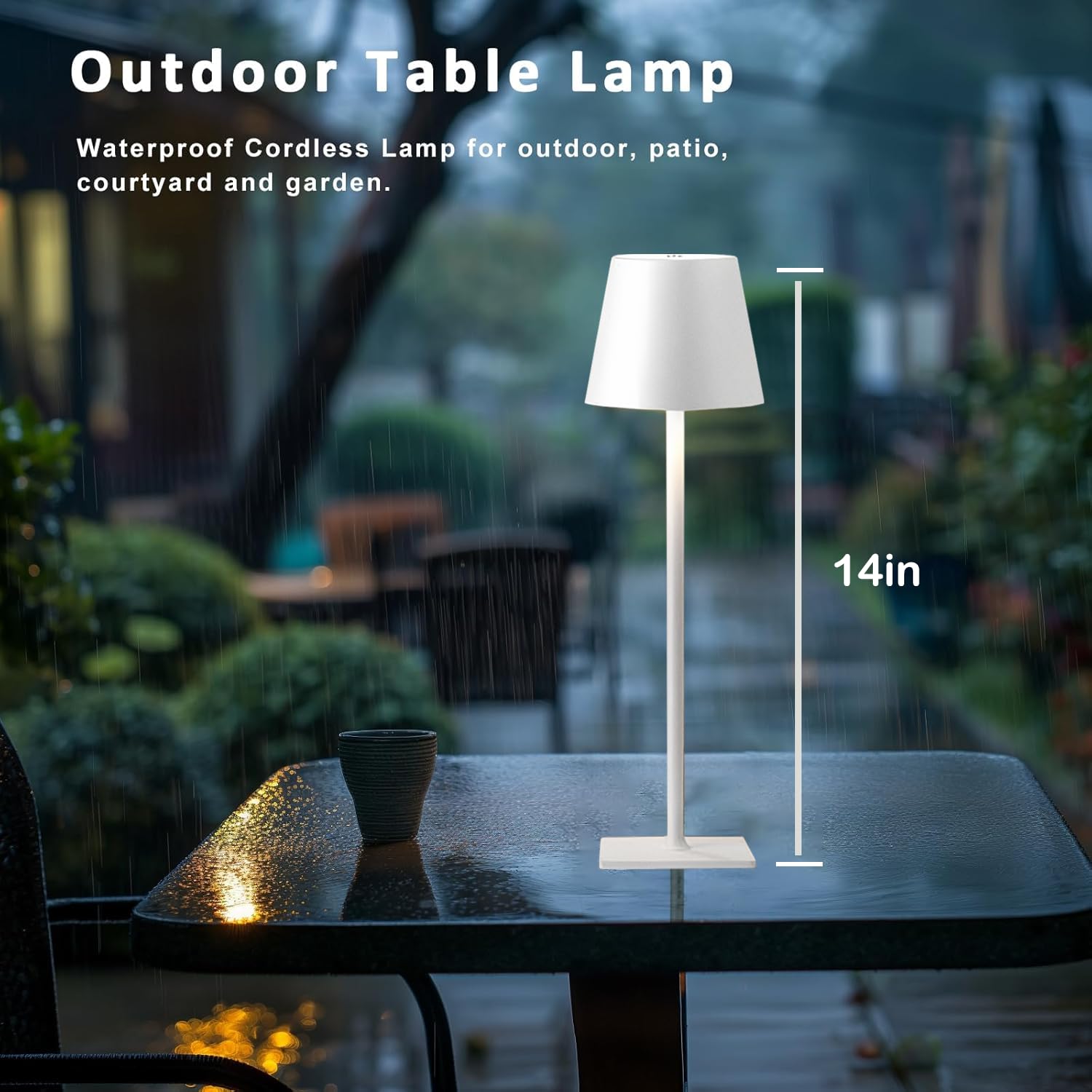 White Rechargeable Table Lamp Set Of 2 Cordless Desk Lamp Small Led Outdoor Table Lamp For Restaurant Dining Table Top Tabletop Lighting Lampara De Mesa Recargable Touch Lamp Wireless Table Lamp