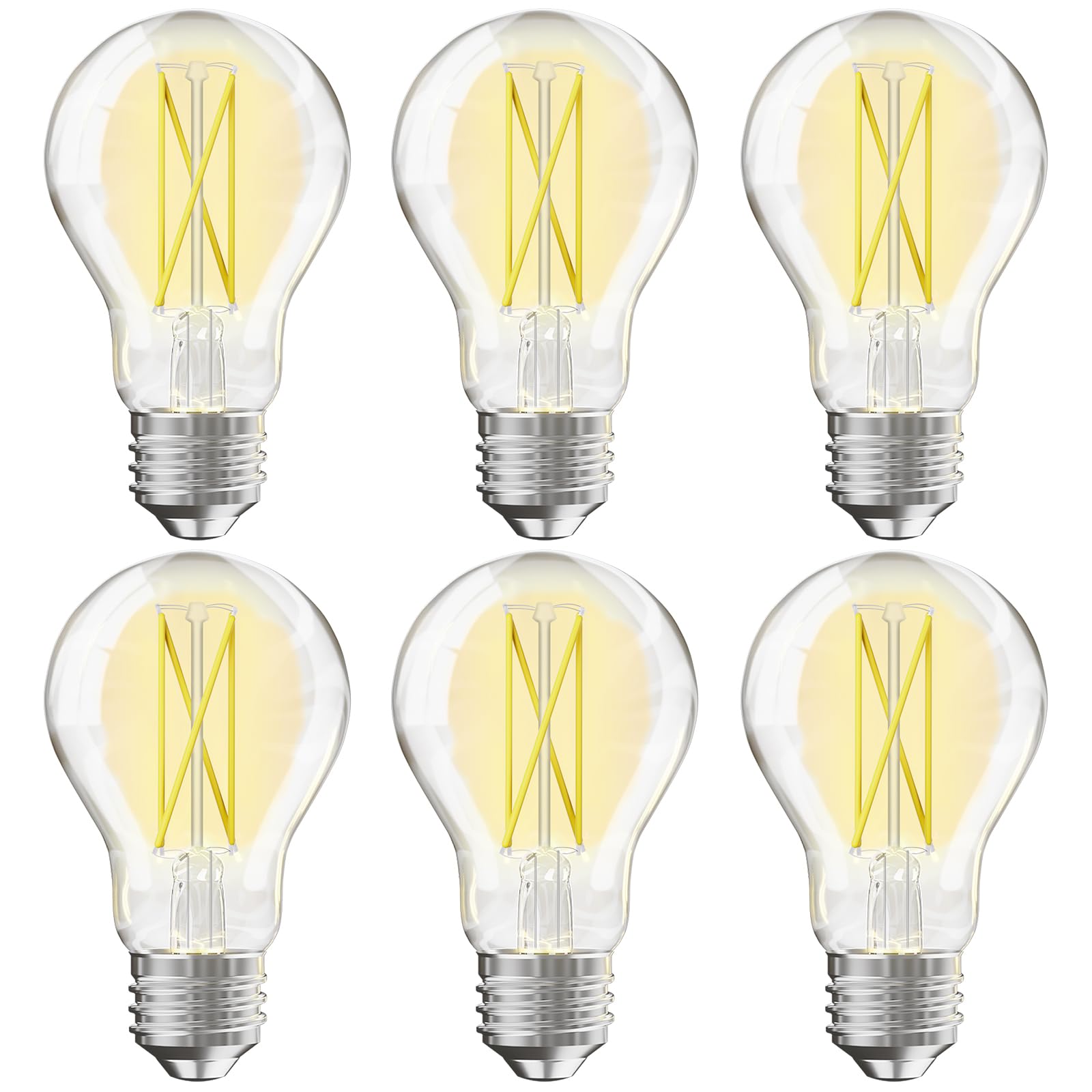Tjoy 6 Pack A19 Vintage Led Edison Bulbs, Dimmable Light Bulb 60W Equivalent, High Brightness 5000K Daylight, Ultra-Bright, 7W E