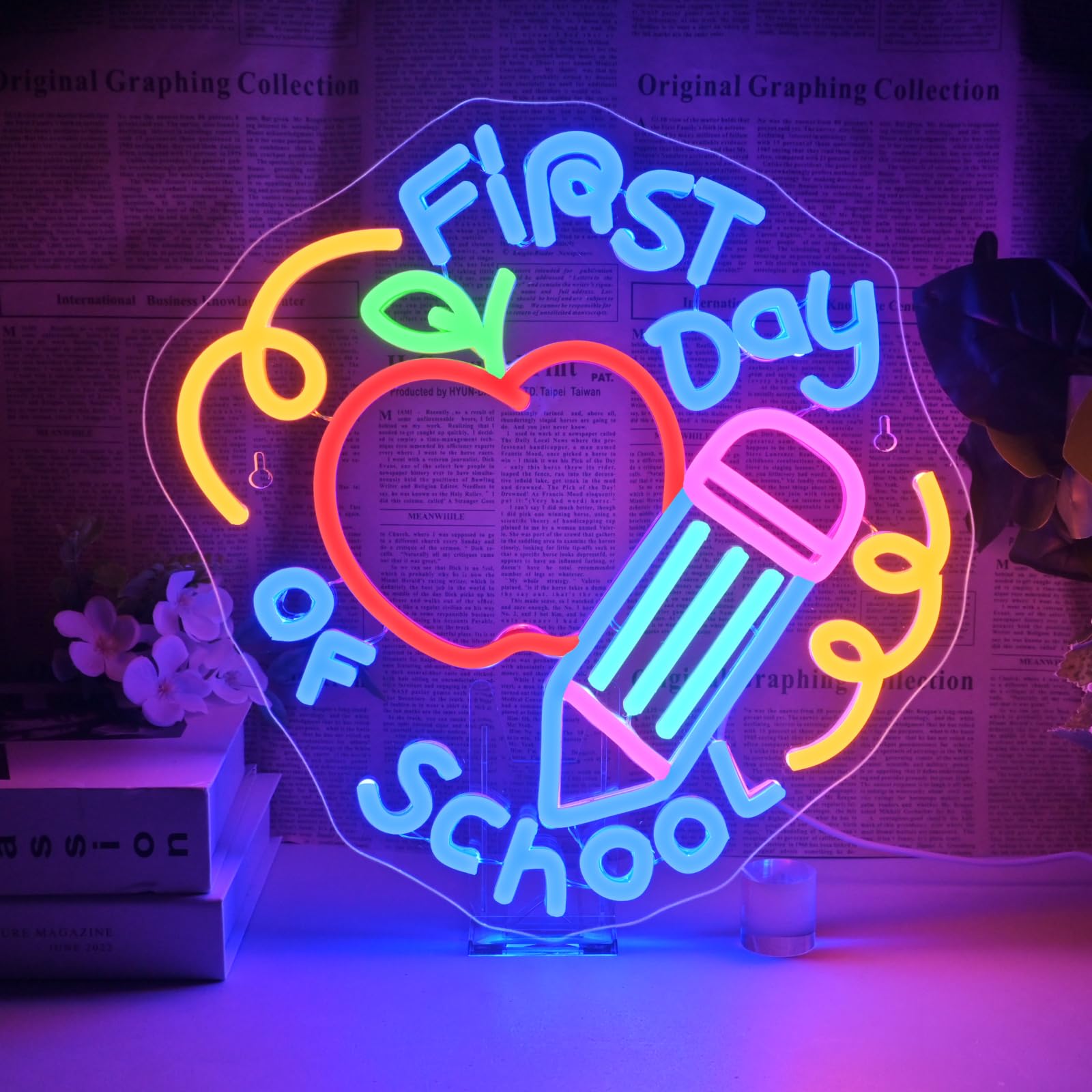 Horseneon First Day Of School Neon Sign School Neon Signs For Classroom Lights For Wall Decorative Colorful Led Wall Decor For Classroom Dorm Or Home A Gift For Students And Teachers