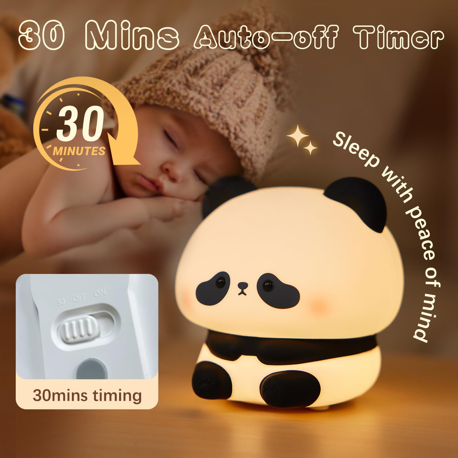 Cute Panda Night Light  Led Squishy Novelty Animal Night Lamp  Food Grade Silicone 3 Level Dimmable Breastfeeding Nursery Nightlight For Room Decor  Cute Gifts Stuff For Boys Girls Baby Children