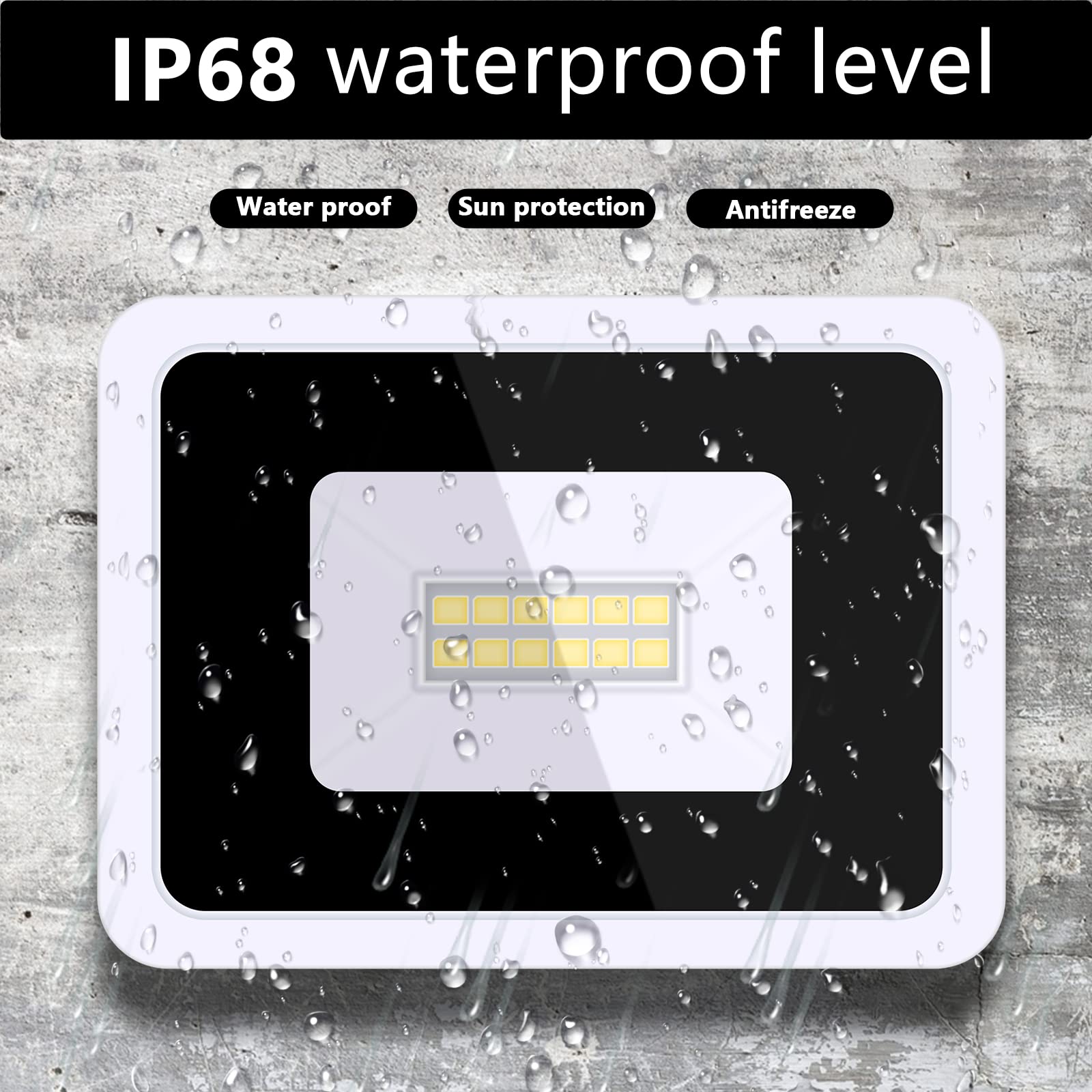 MIHEAL LED Flood Light 10W, IP68 Waterproof, Cool White, Metal, Outdoor Security Lighting for Yard, Garden, Playground, Basketball Court