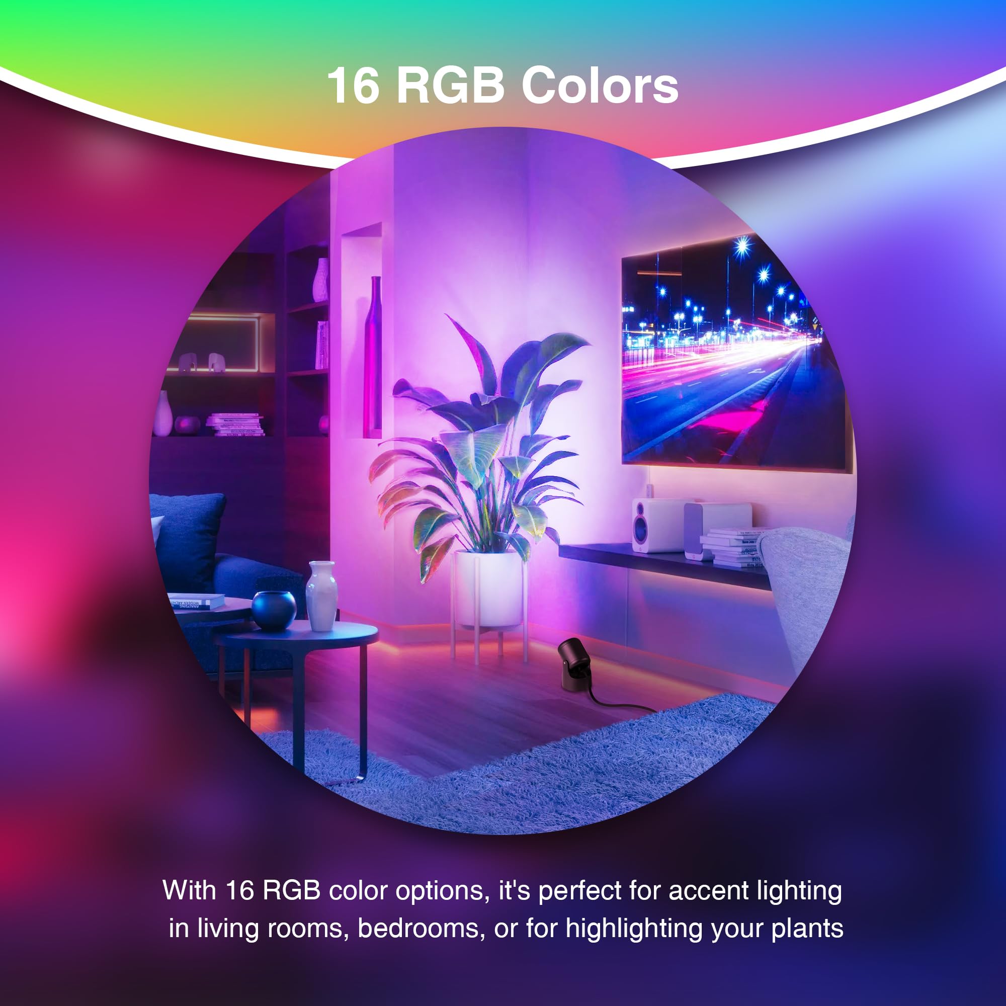 URTOM RGBW LED Christmas Spot Lights 6W with Remote Control, 16 Color Changing, Dimmable, Indoor Use, Black, 2 Pack, Model SHRS05B02B