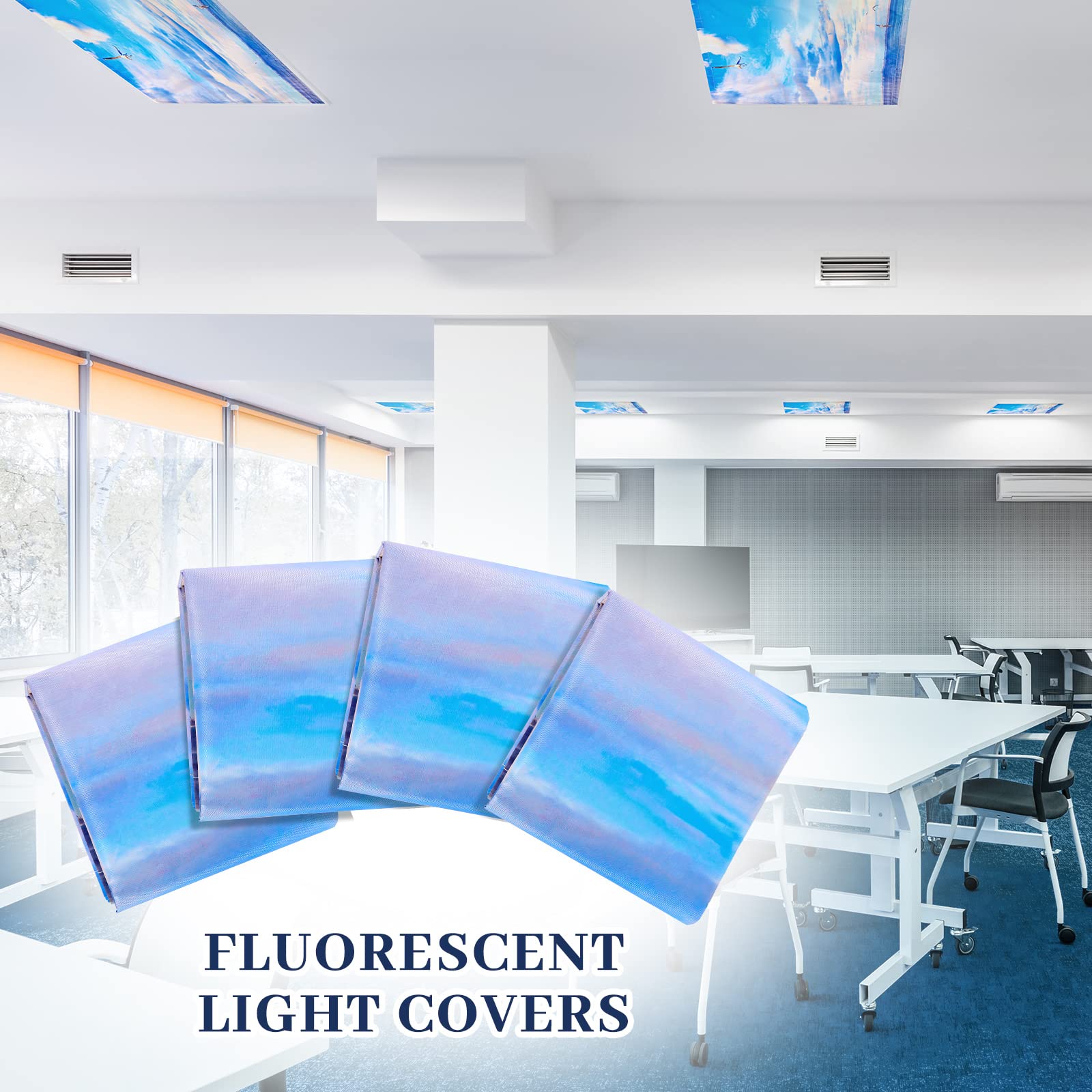Hortsun Fluorescent Light Covers Magnetic 4x2 Feet Beach Shade Filters for Drop Ceiling
