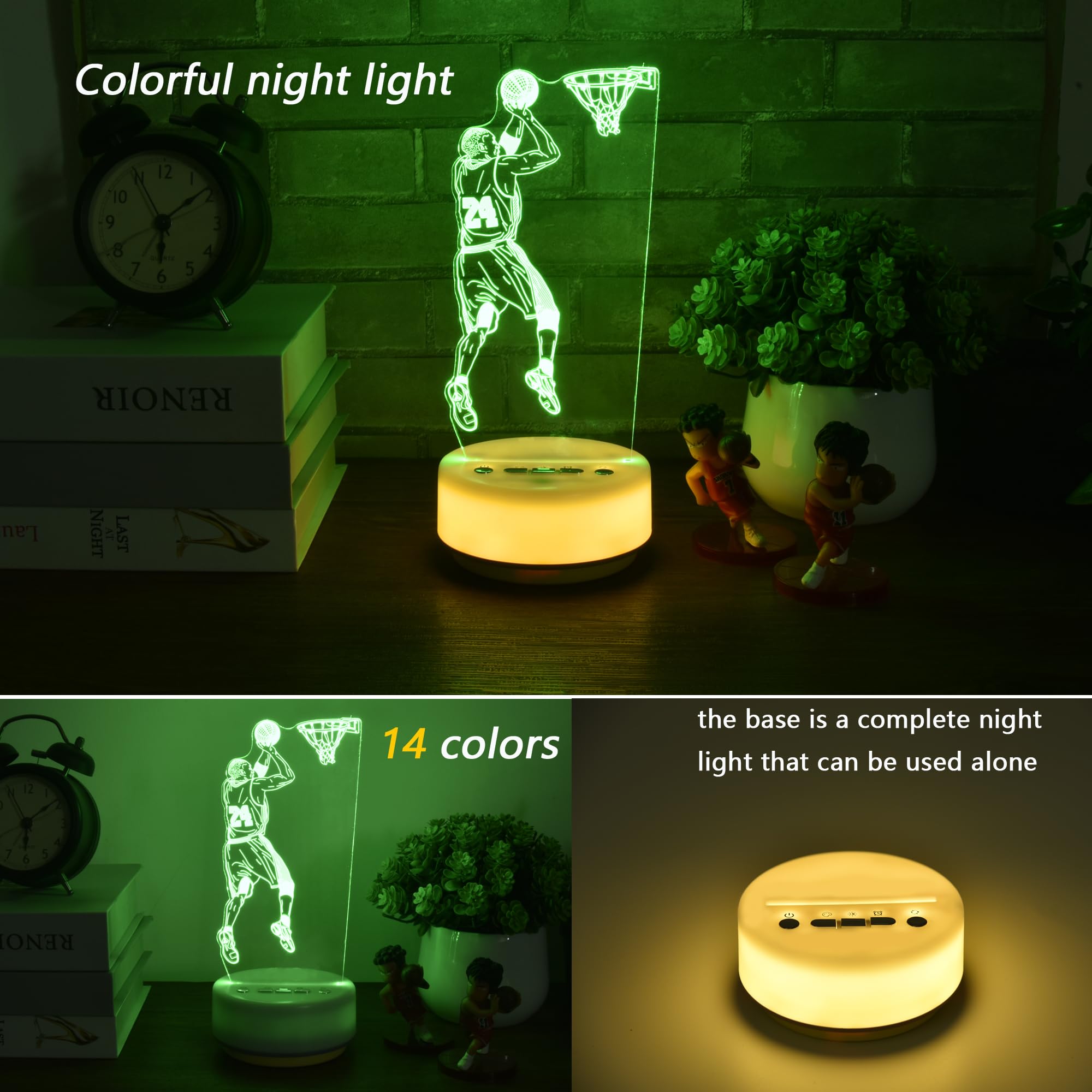 Kymellie Basketball Night Light Basketball Gifts For Boys, Basketball Lover 14 Colors Led Bedroom Sports Decor Lamp With Remote Control/Entity Key/Timer, Birthday Xmas Gifts For Boys&Girls