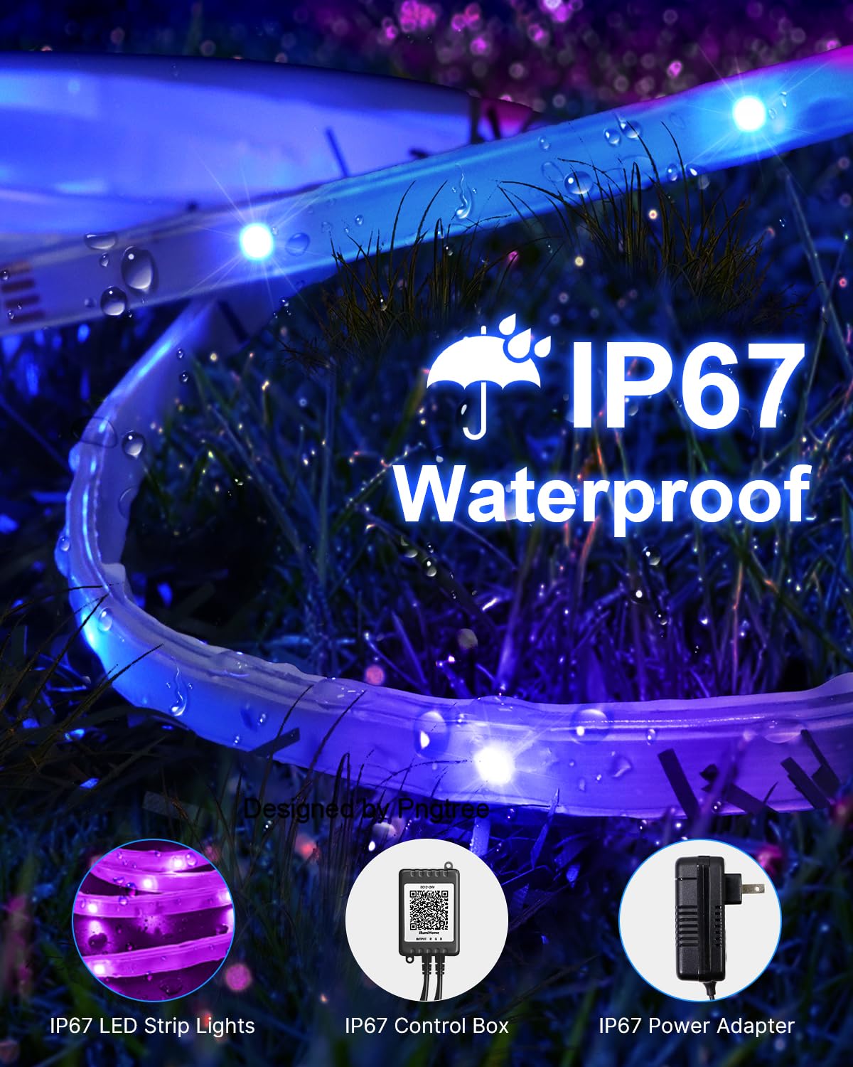 Fussion Outdoor Led Strip Lights Waterproof 300Ft (2 Rolls Of 150Ft) With Remote, Rgb Led Light Strips Music Sync Color Changing