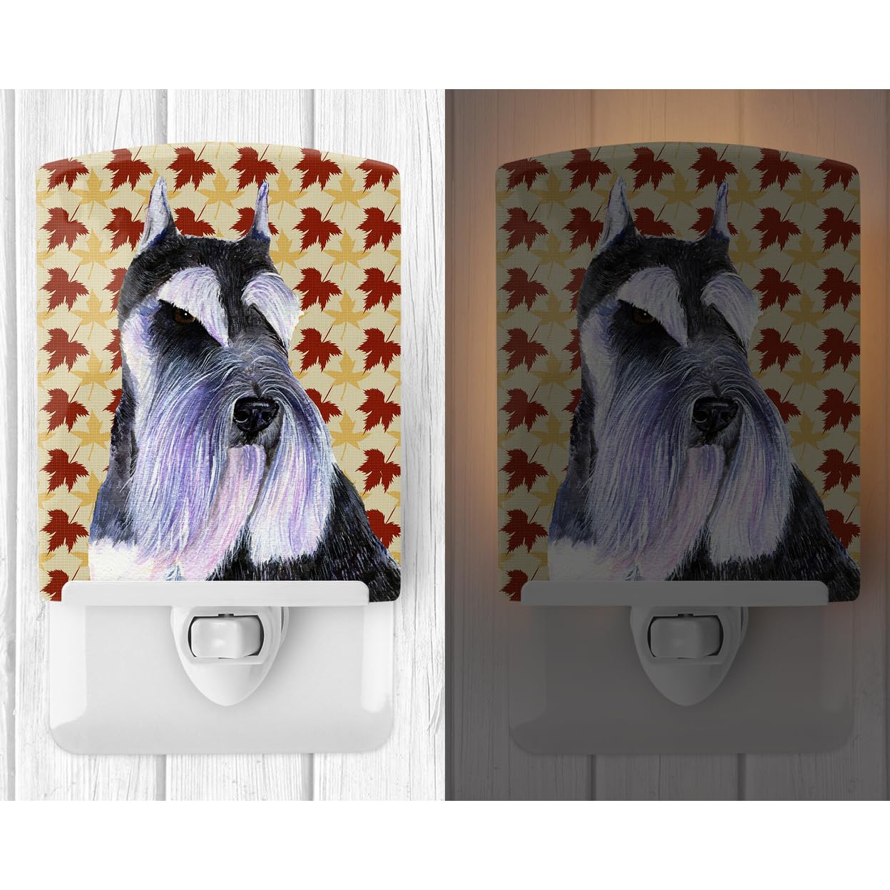 Carolines Treasures Ceramic Night Light Schnauzer Fall Leaves 6x4x3in Model SS4379CNL Multicolor