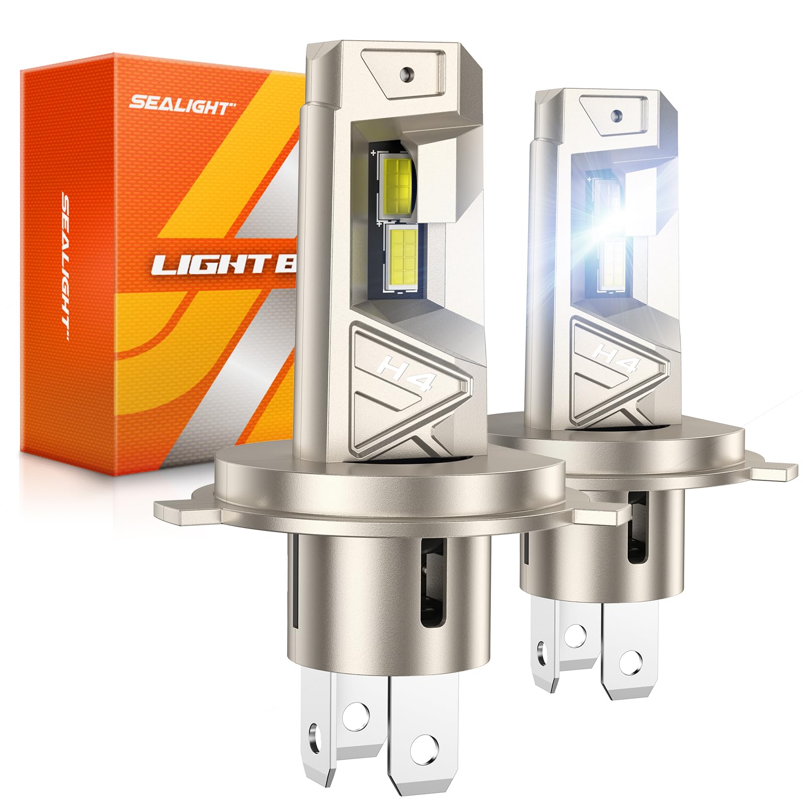 Sealight H4 ?????? Bulbs  52000Lm 10X Brighter S6 Pro Hb2 H4 Fog Bulb With 32 Lighting Chips  80 000Hrs+ Lifespan 9003 Drving Light  6500K White  Plug N Play  For Powersports Atv  Vehicle  Pack Of 2