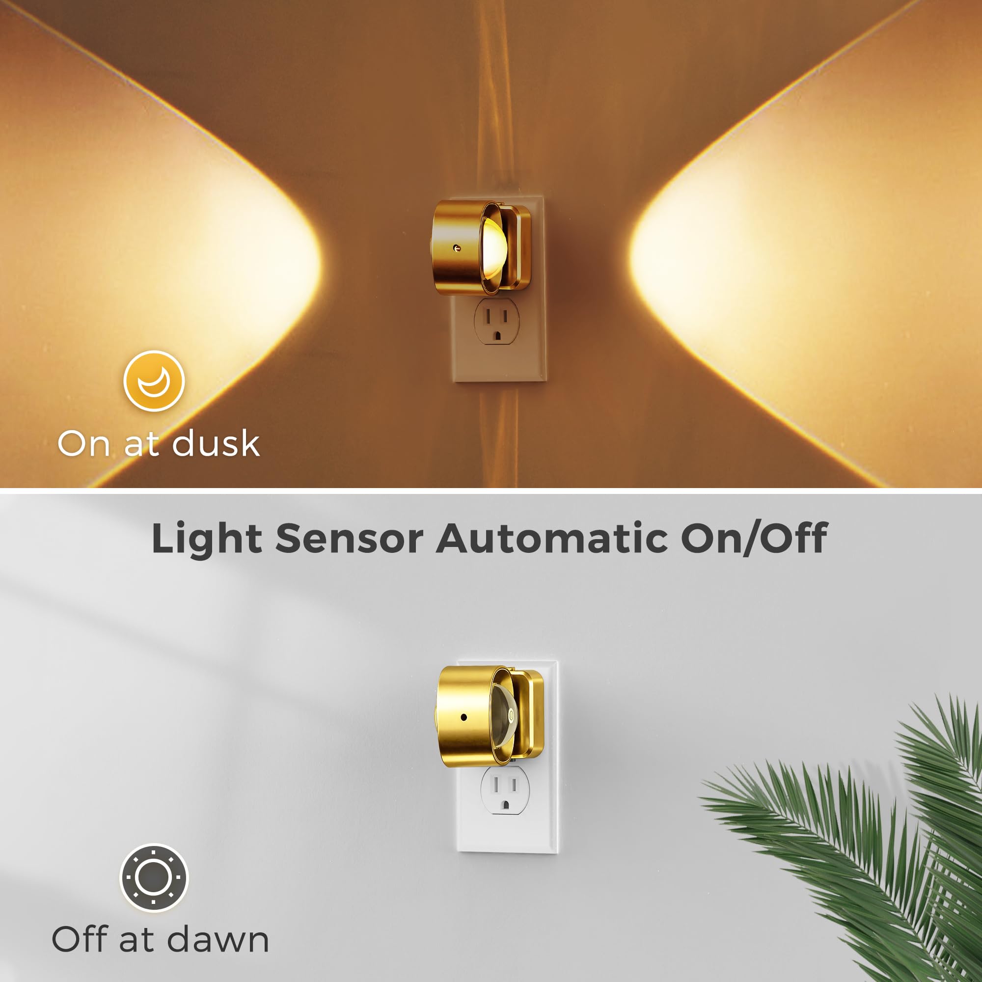 L LOHAS LED Night Light Projector, Dusk to Dawn Sensor, Rotating Soft White Ambient Light for Kids, Model A-GY154-02DBA1US, Electroplated Copper