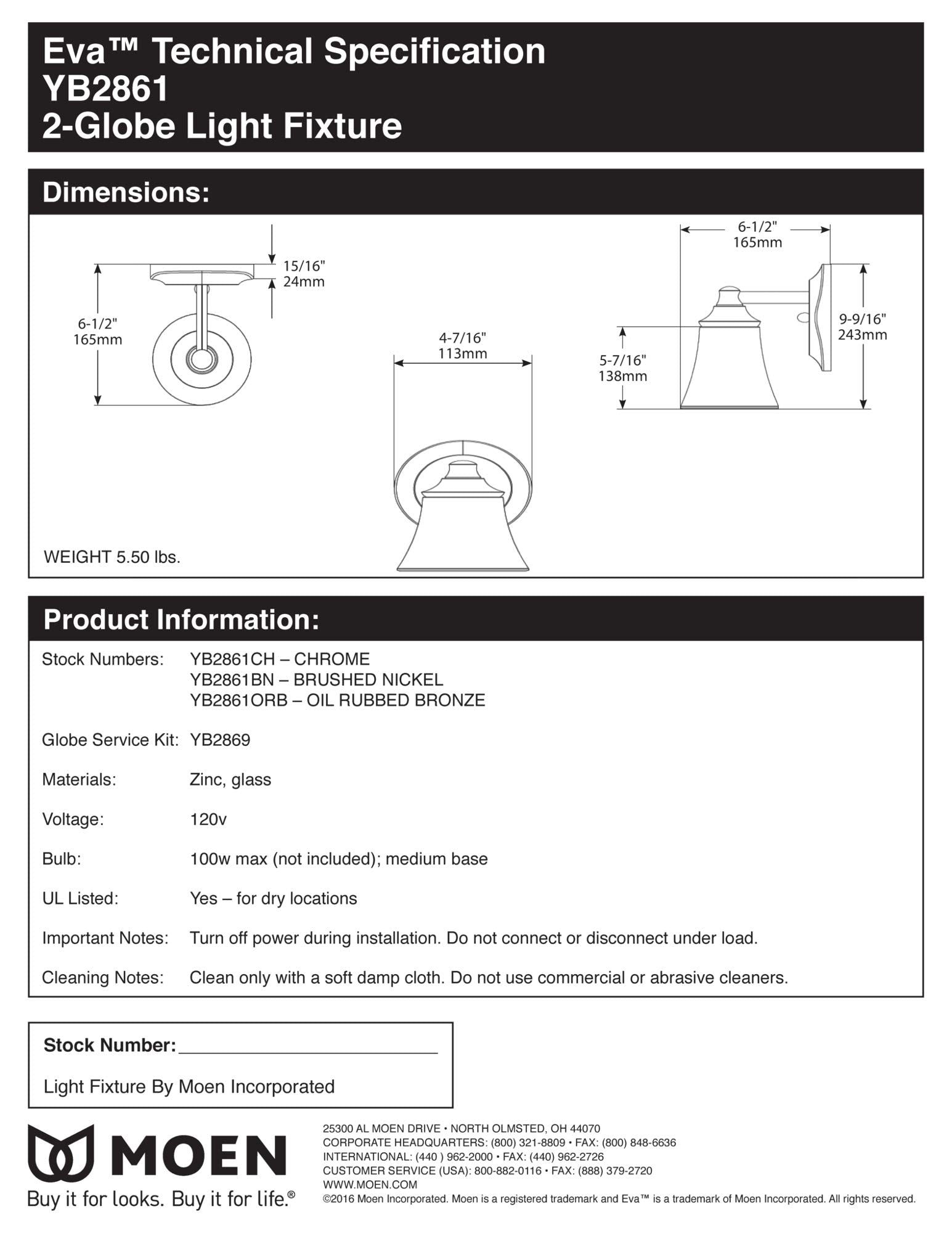 Moen Yb2861Bn Eva 1-Light Dual-Mount Bath Bathroom Vanity Fixture With Frosted Glass, Brushed Nickel