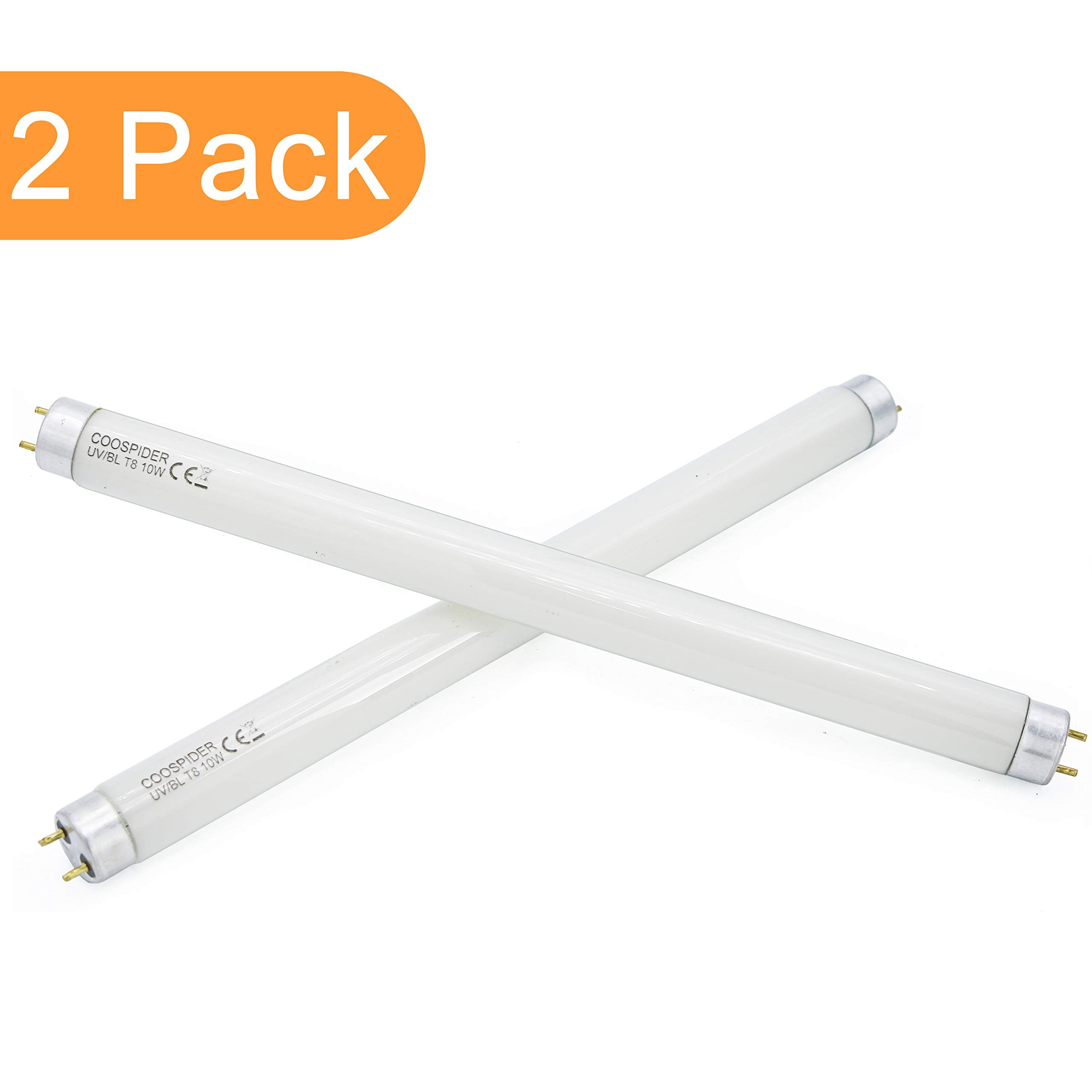 Coospider 2-Pack 10W T8 U/V Bl Cfl Fluorescent Light Bulb 13 Inch Replacement Tube