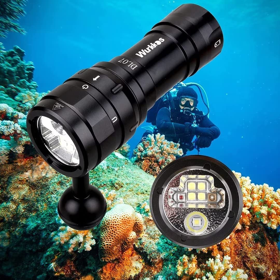 Wurkkos Dive Light 5000lm, 4*LH351D LED, Rechargeable, IPX8 Waterproof, 150m Underwater Light, 4 Modes, Magnetic Switch, USB Rechargeable, 12-Month Guarantee