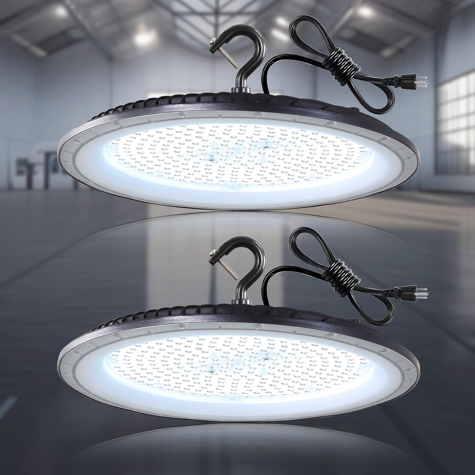 Fanyank UFO LED High Bay Light 250W 2-Pack 35000lm 5000K Daylight Black Iron