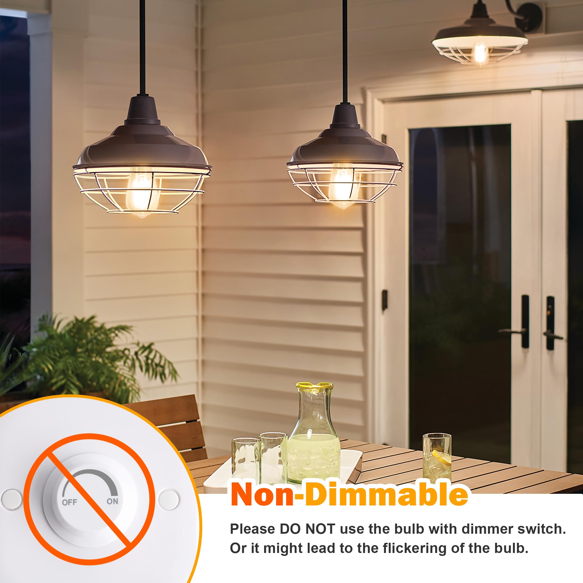 Asomst 4-Pack Vintage Edison Bulbs 60W Equivalent, 850Lm 6W Led Light Bulb Warm White 2700K, St58 Filament Lighting E26 Base, No