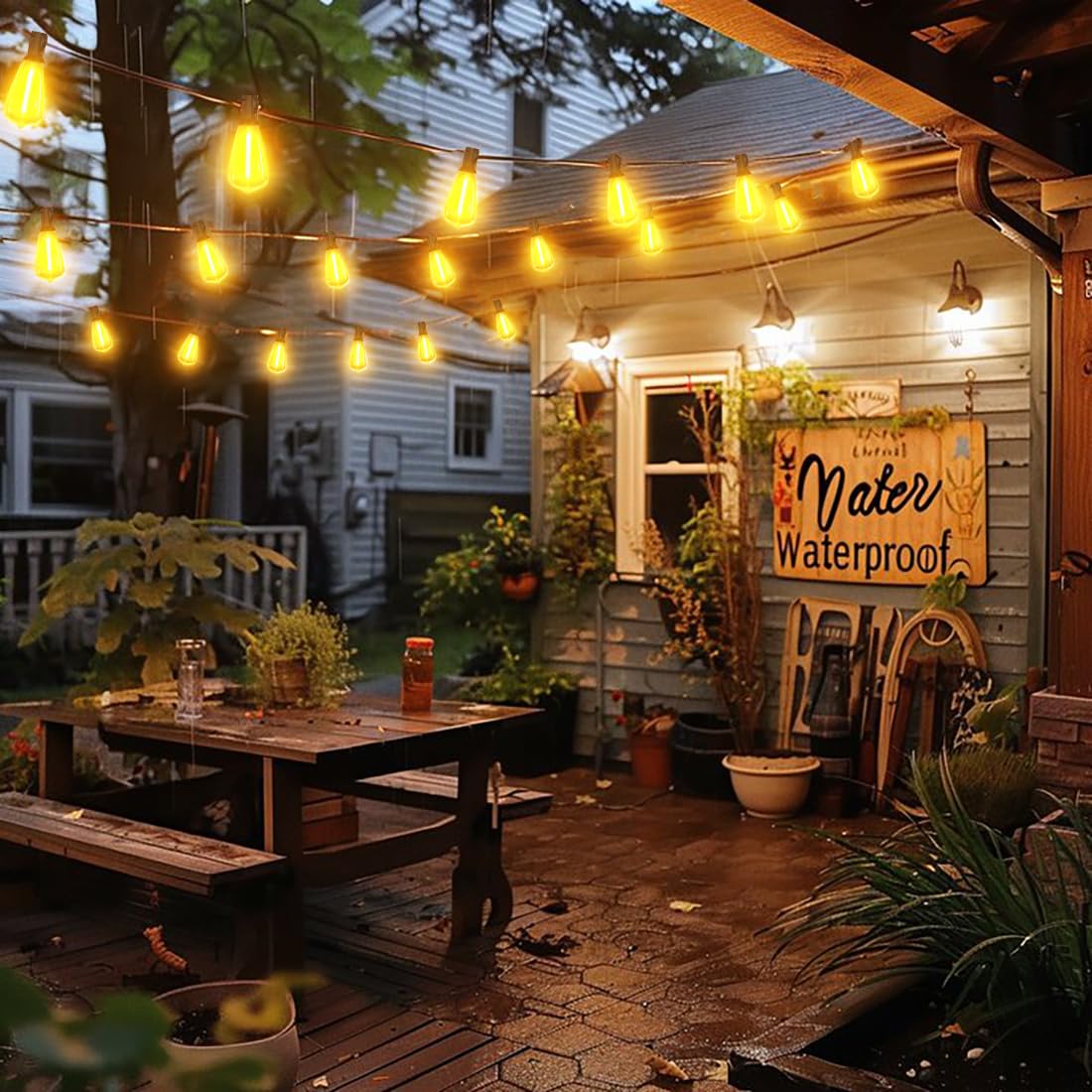 Lapitio 200Ft Outdoor String Lights With Remote, Garden Patio Decor With 2500K Warm White, 100+4 Led Edison Bulbs, Support Timer