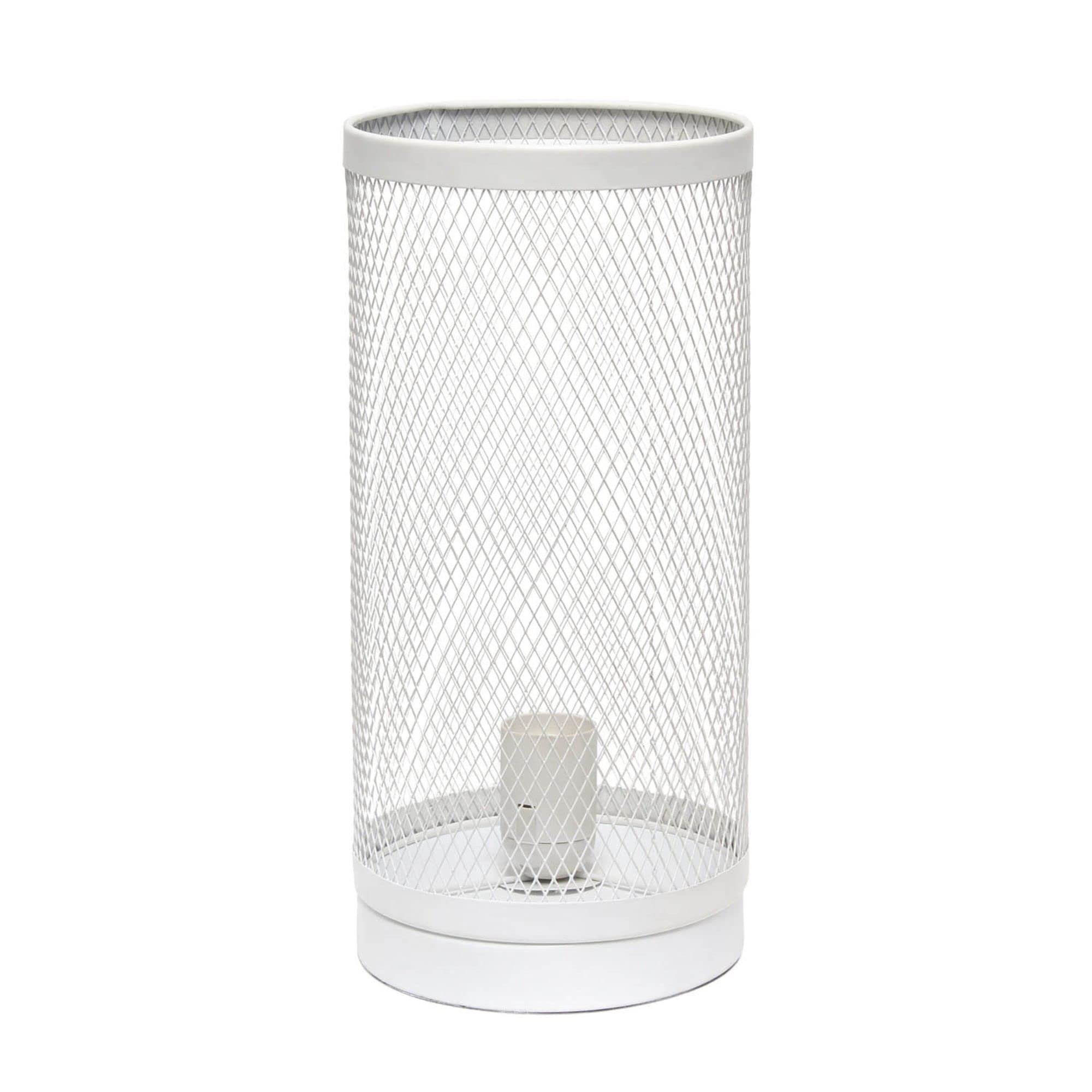 Simple Designs Lt1075-Wht Cylindrical Steel Table Lamp, White