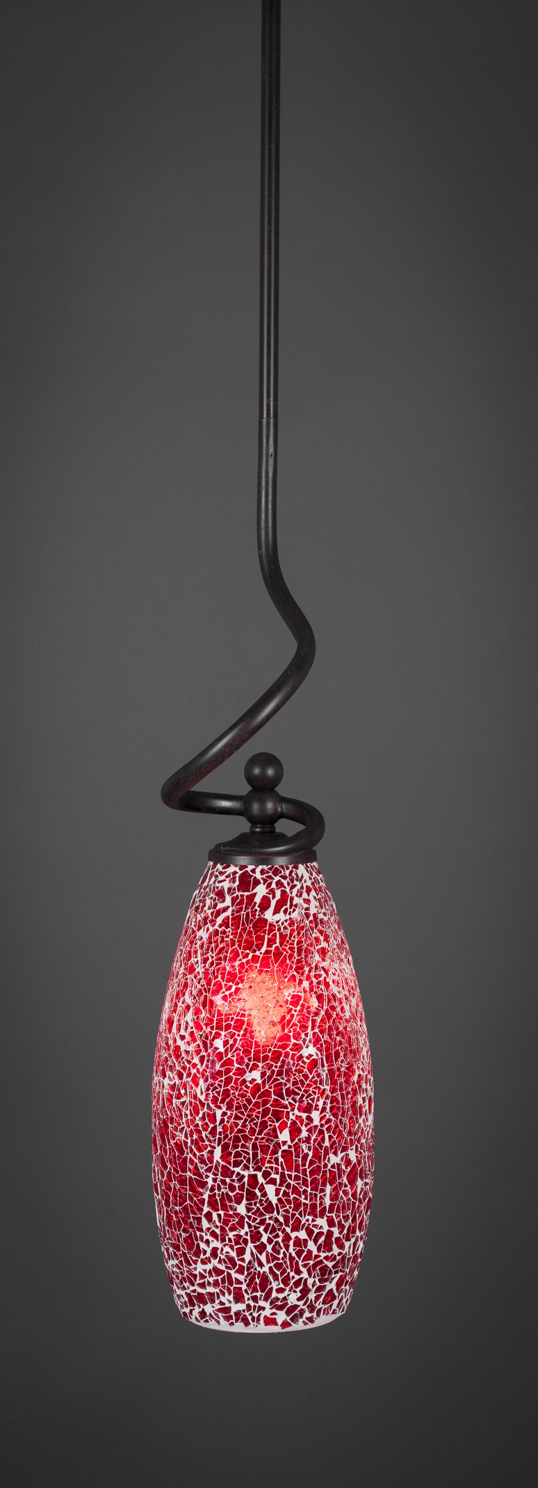 Toltec Lighting 901-DG-5066 Capri Stem Mini Pendant with Hang Straight Swivel with 5.Inch Red Fusion Glass, Dark Granite Finish
